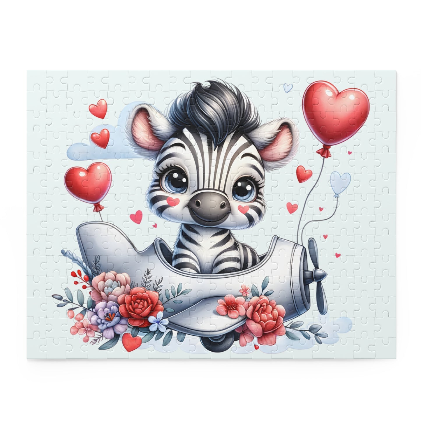 Personalised/Non-Personalised Puzzle, Zebra in Plane (120, 252, 500-Piece)