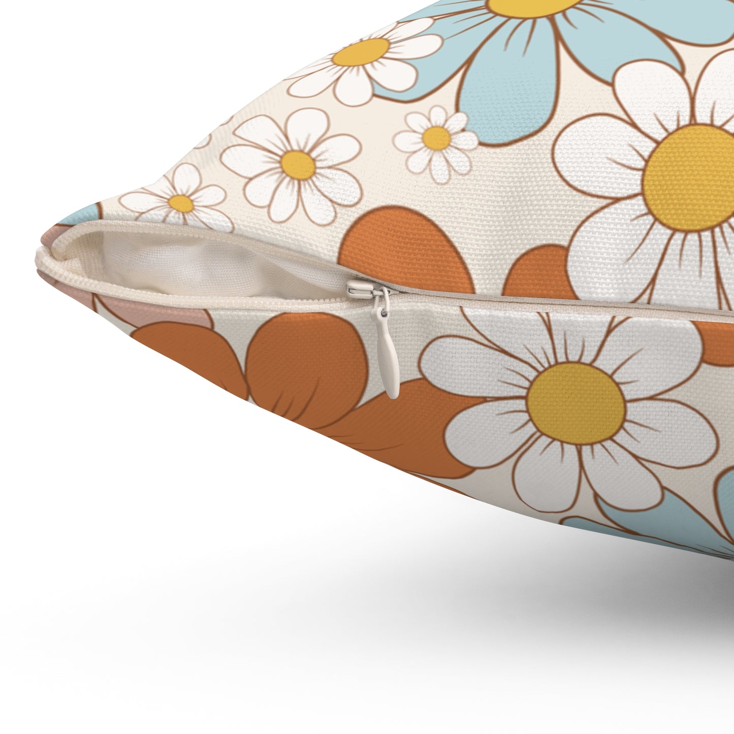 Spun Polyester Square Pillow, Retro Floral Cushion