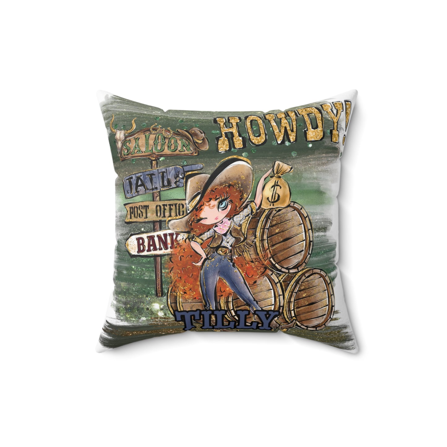 Personalised Howdy Cushion, Red Curly Hair, Blue Eyes, Polyester Square Cushion, Christmas cushion