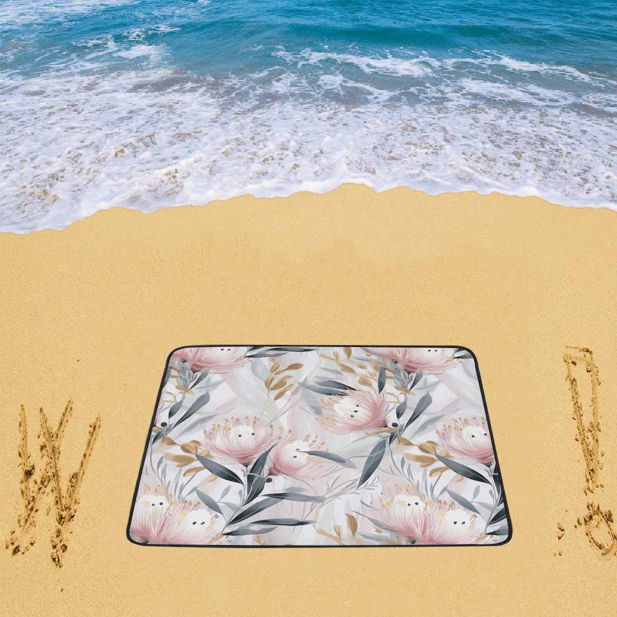 Australian Floral Pink & Grey  Beach Mats 78"x 60"