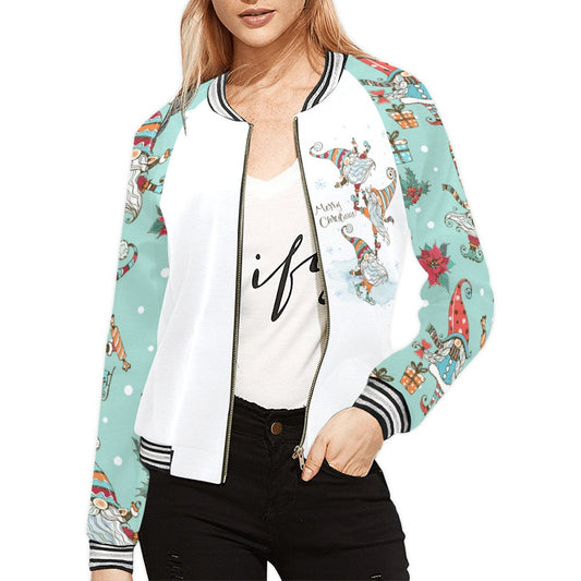 Whimsical Christmas Bomber Jacket for Women