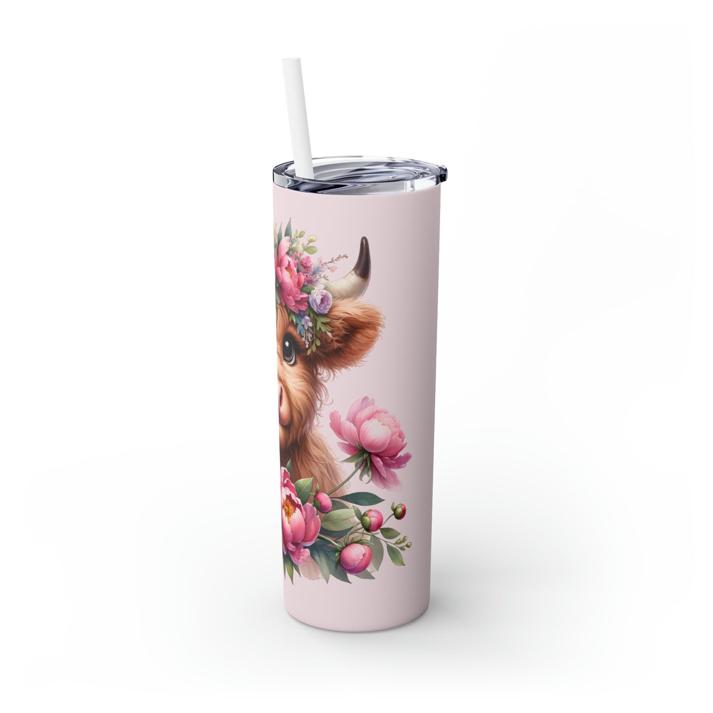 Skinny Tumbler with Straw, 20oz, Baby Highland Cow