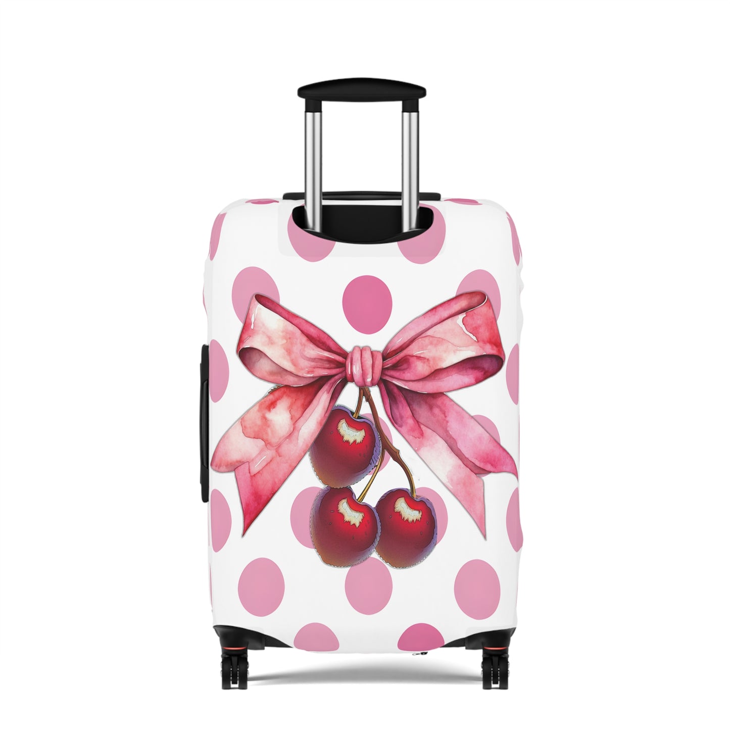 Luggage Cover, Rockabilly, Coquette, Pink Polka Dots, Cherries and Ribbon, awd-2502