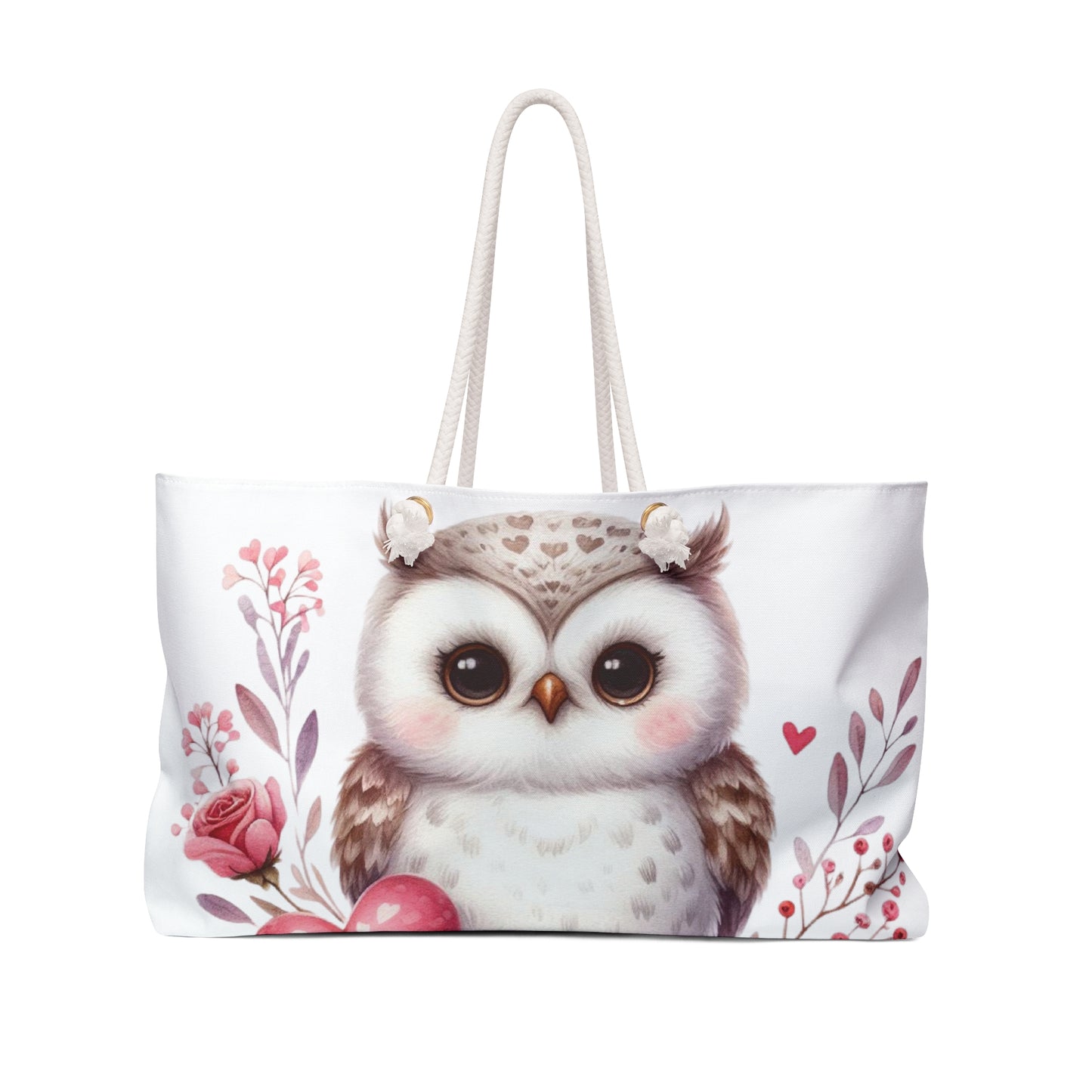 Personalised/Non-Personalised Weekender Bag, Owl, Weekender Bag, Beach Bag, Book Bag