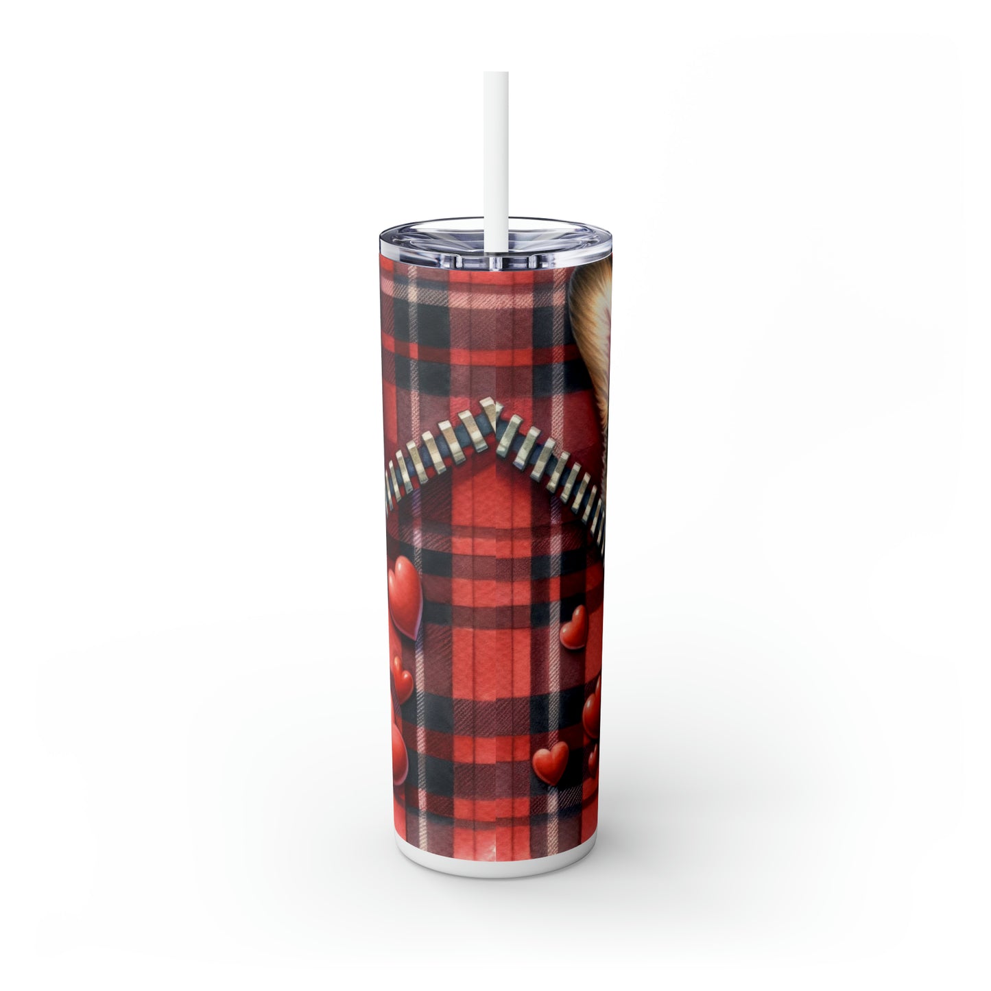 Skinny Tumbler with Straw, 20oz, Dog, Valentines Day, awd-834