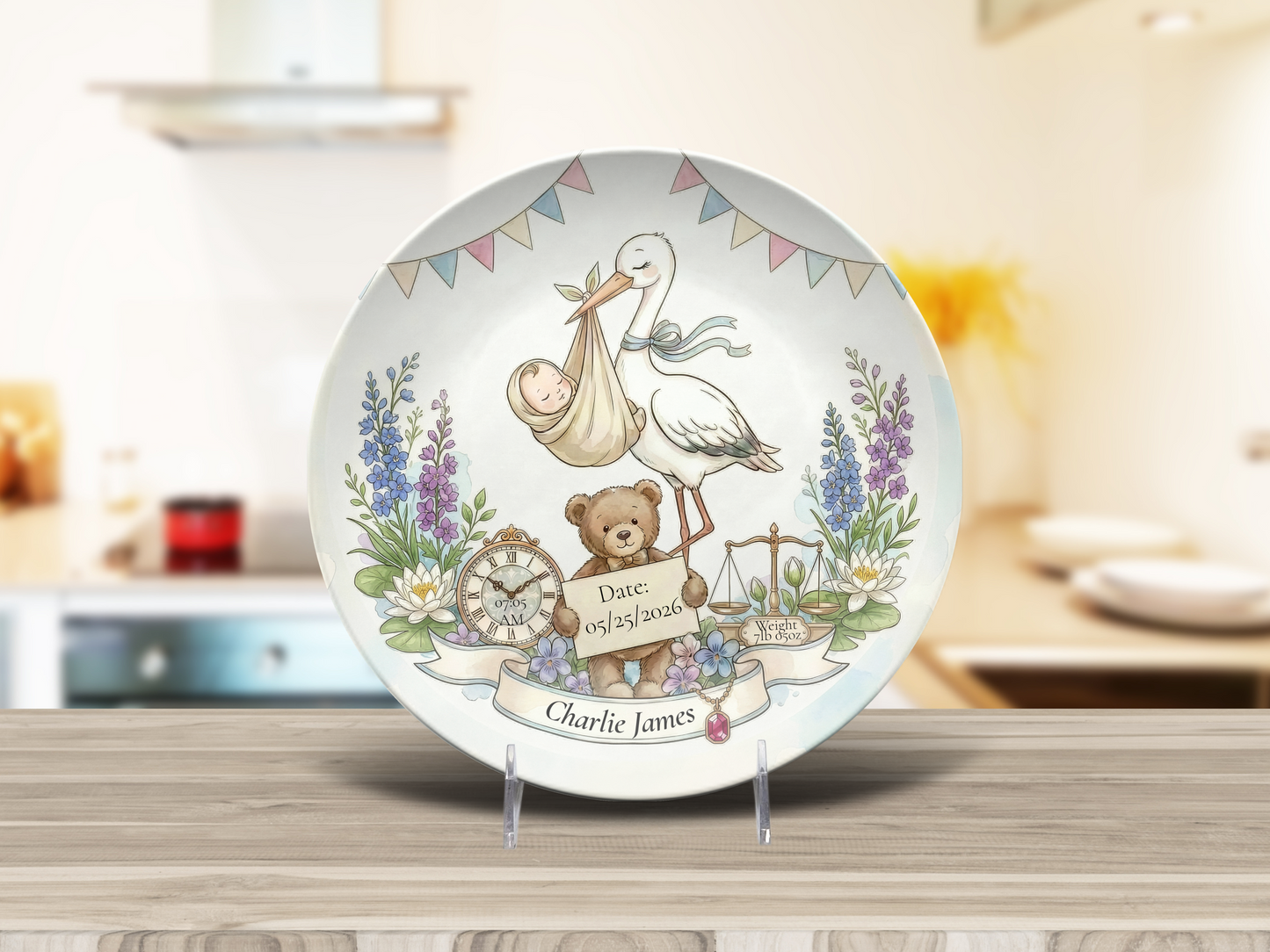 Personalised Baby Keepsake Plate | Birth Details Plate | Newborn Gift | Custom Baby Name Plate | Baby Shower Gift | First Birthday Keepsake