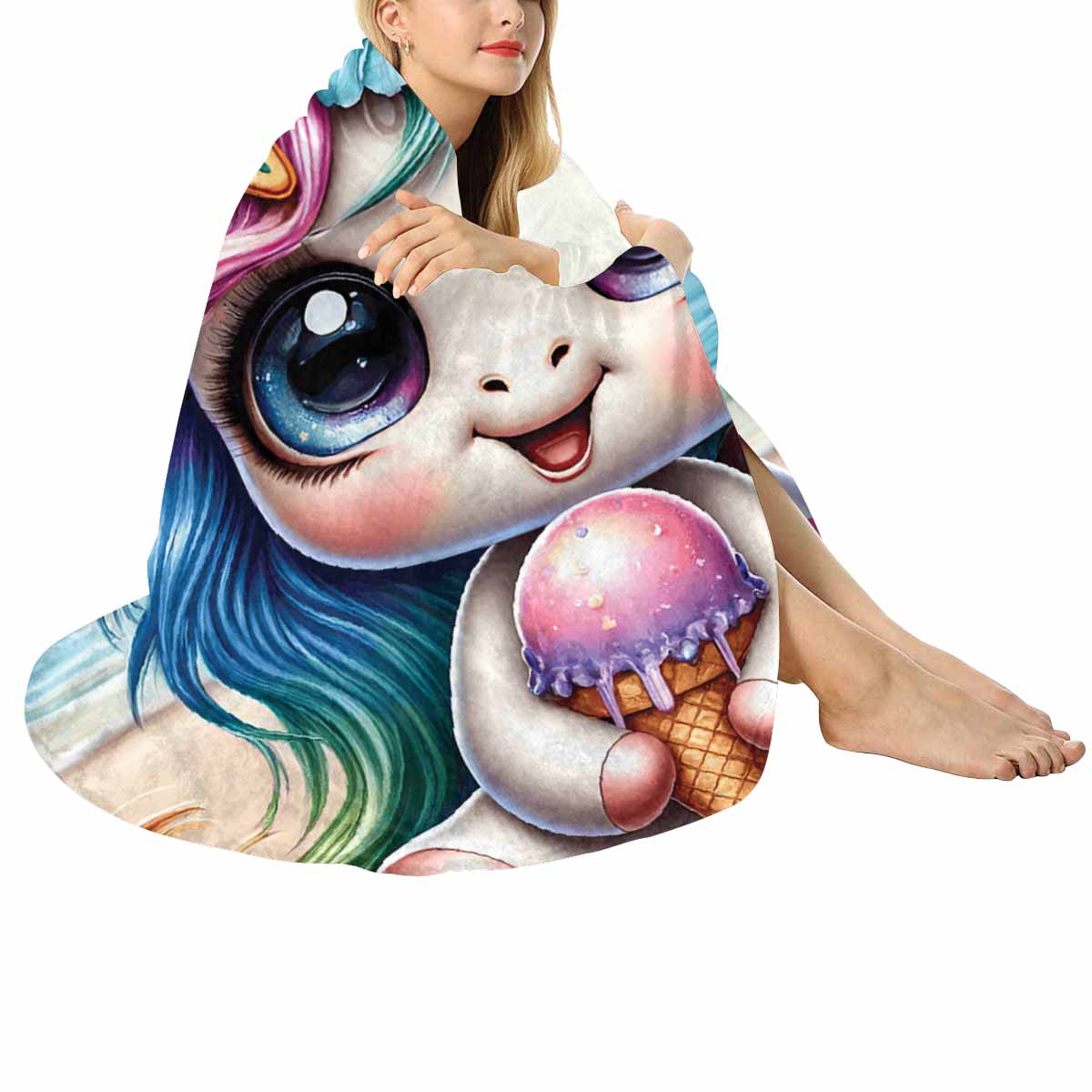 Unicorn_Awd35122  Circular Micro Fleece Blanket 60"