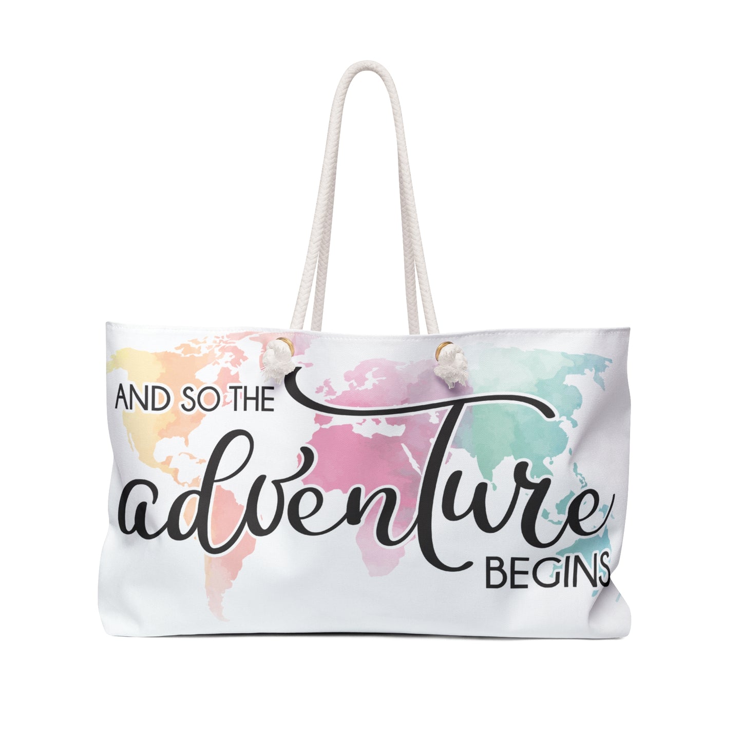 Personalised/Non-Personalised Weekender Bag, Travel, And So the Adventure Begins, Large Weekender Bag, Beach Bag, Book Bag