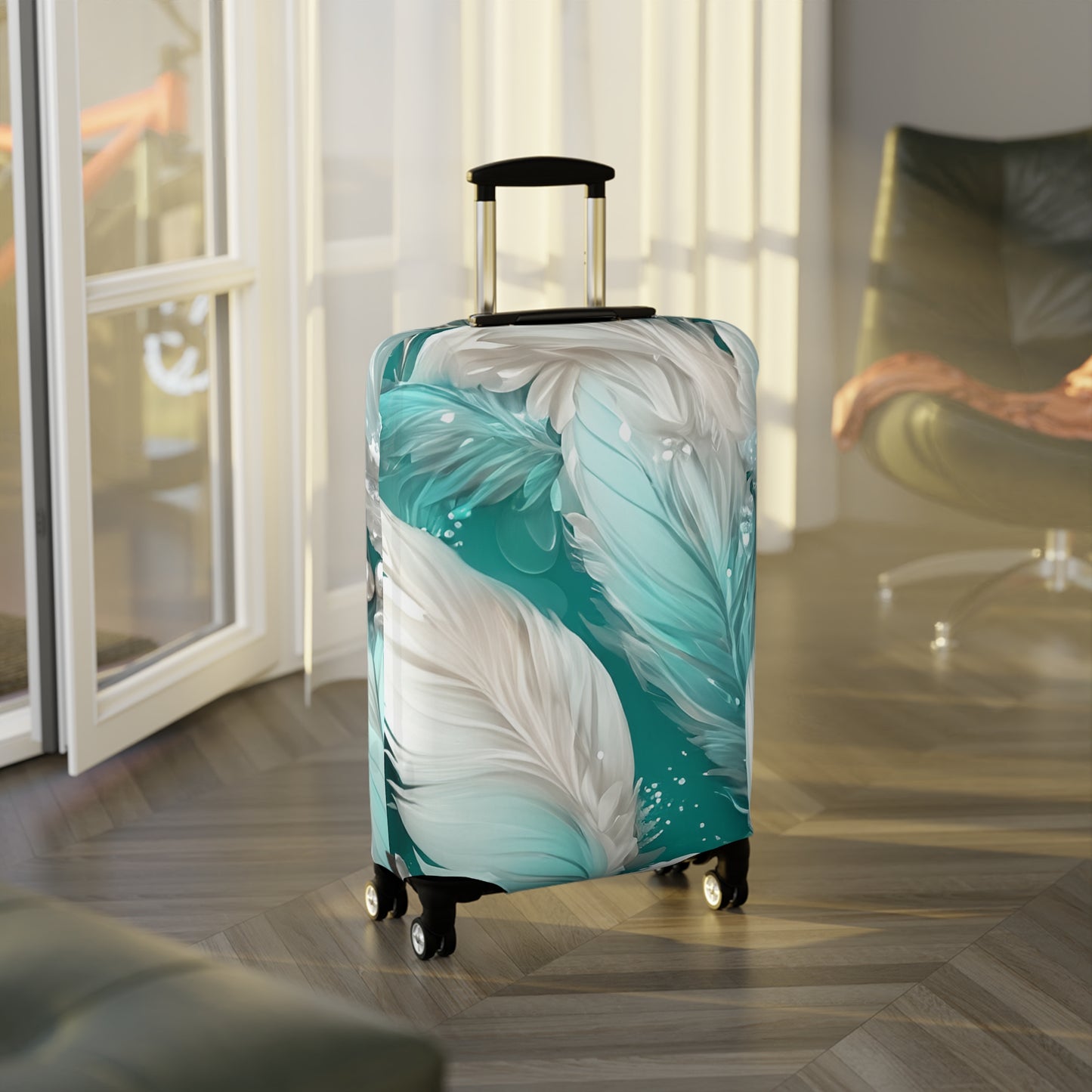 Luggage Cover, Turquoise Floral-3