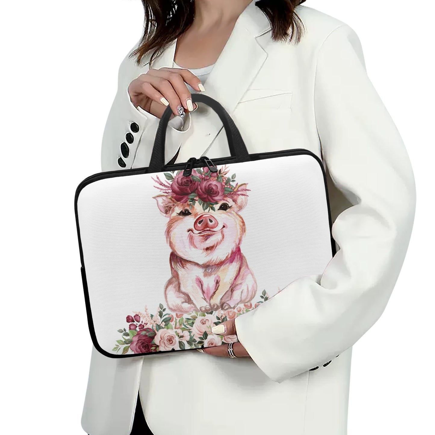 Laptop Sleeve with Handles - Pig