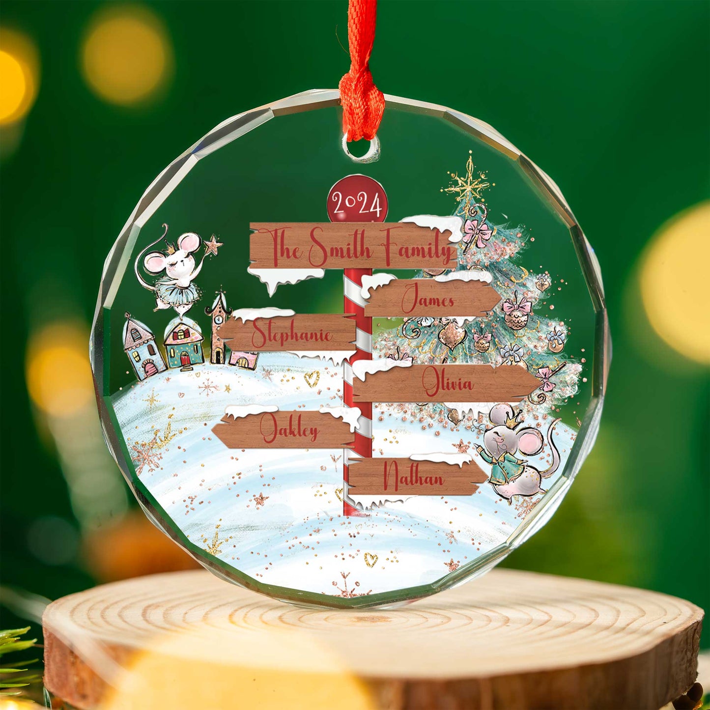 Personalised North Pole Christmas Glass Ornament