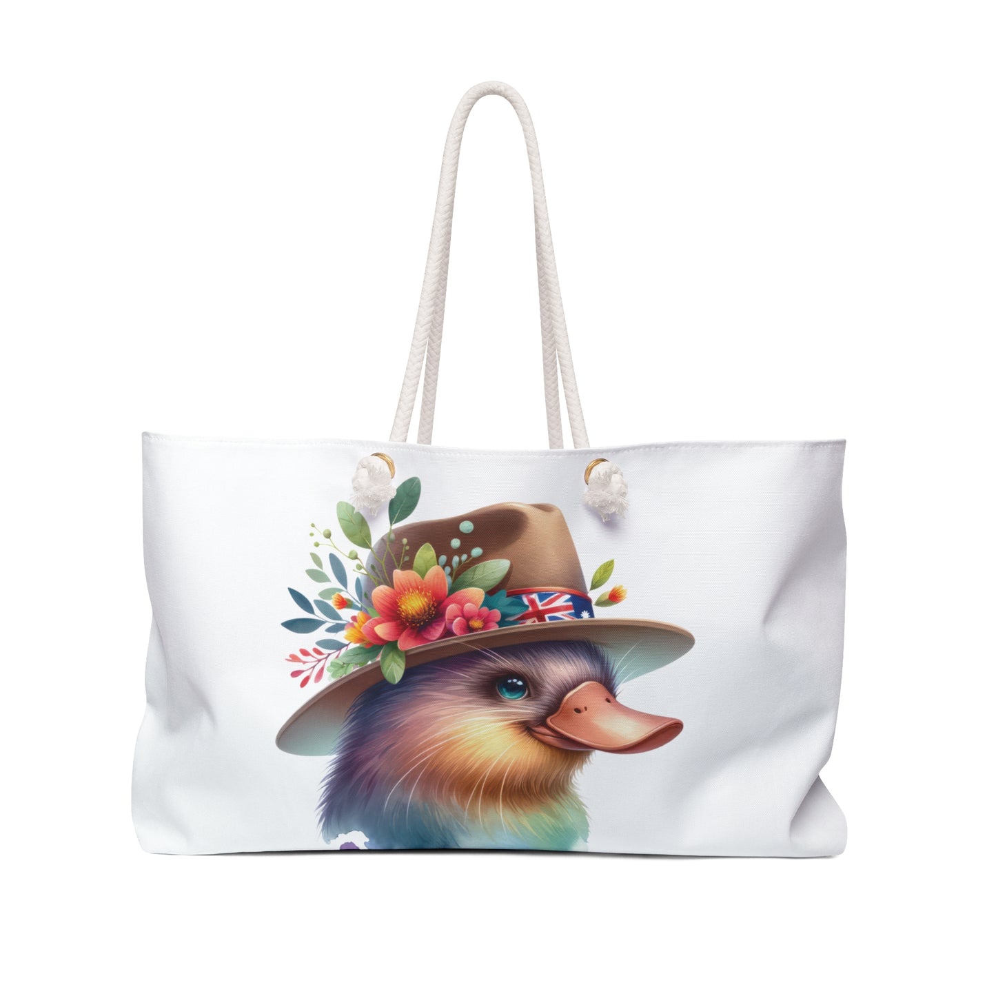 Personalised/Non-Personalised Weekender Bag, Australian Animals, Platypus, Large Weekender Bag, Beach Bag, Book Bag