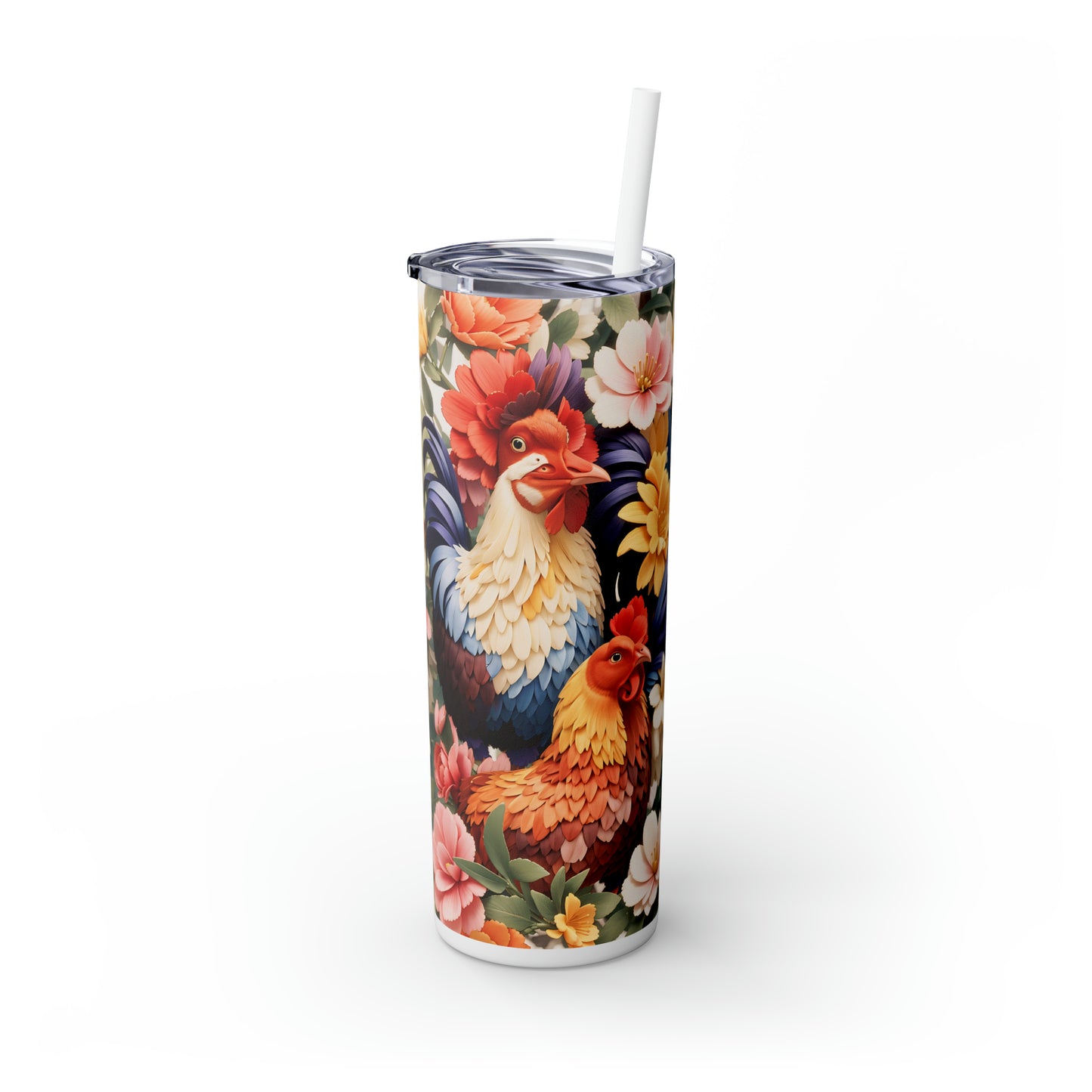 Skinny Tumbler with Straw, 20oz, Rooster