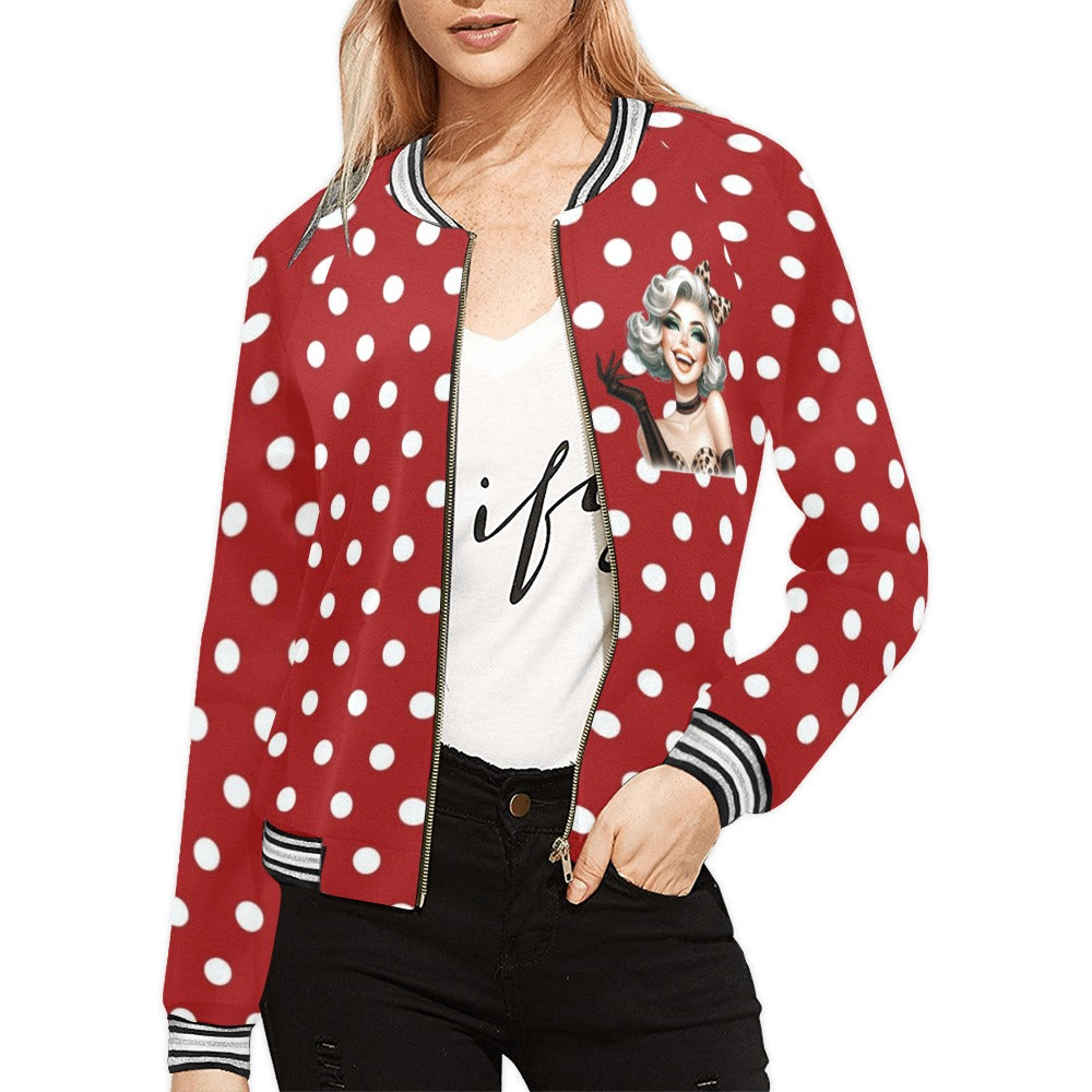 Polka Dots Bomber Jacket for Women