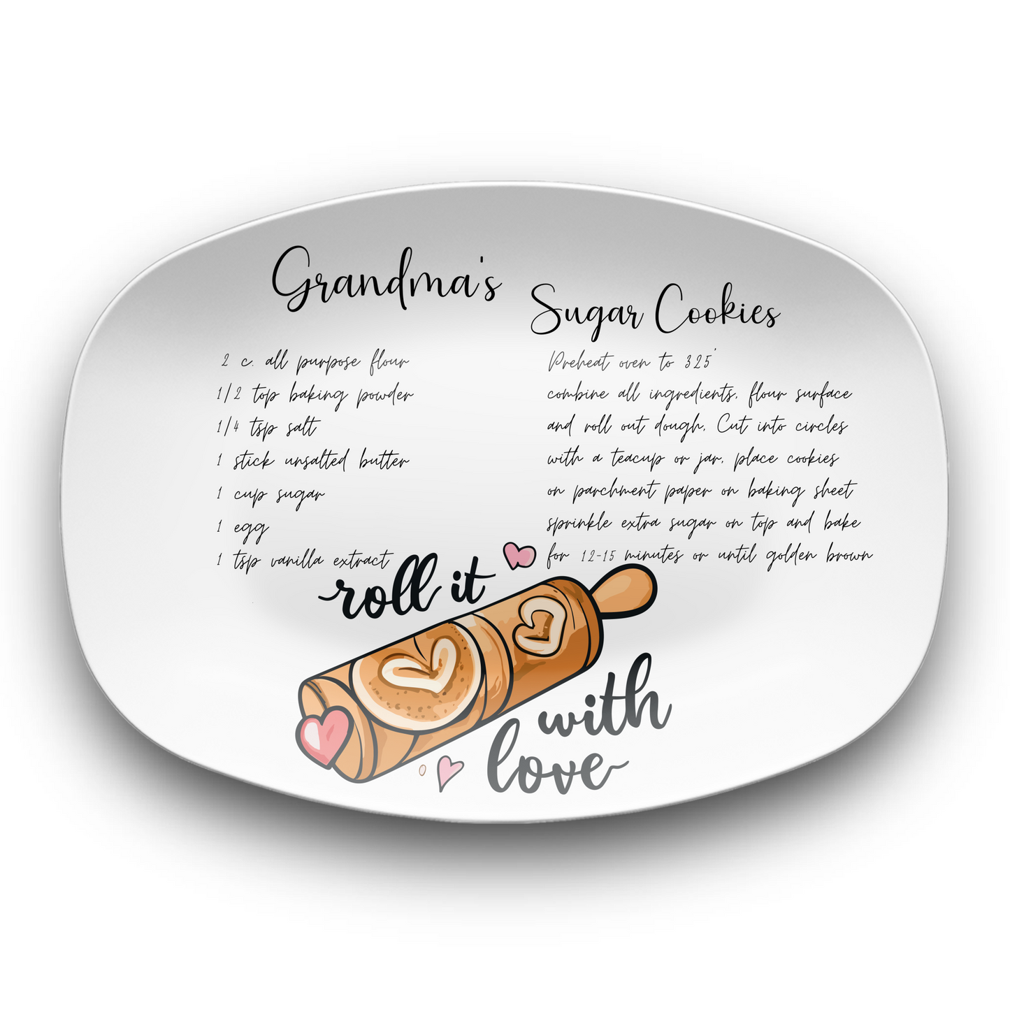 Personalised Handwritten Family Recipe Heirloom Roll it with Love Plate/Platter