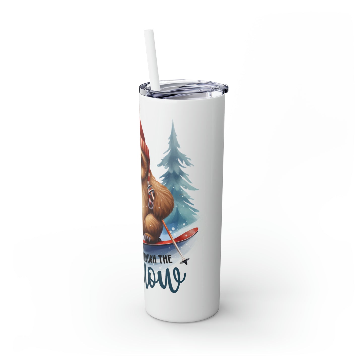 Skinny Tumbler with Straw, 20oz, Christmas, Sloth, awd-813