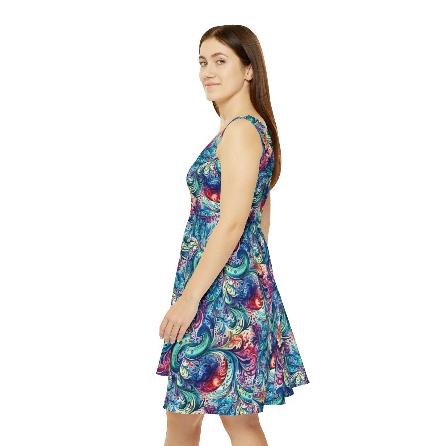 Women's Skater Dress Navy Paisley