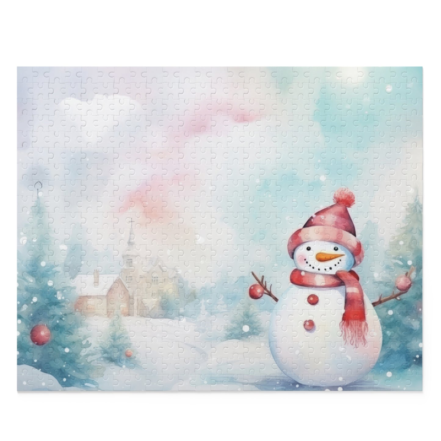 Personalised/Non-Personalised Puzzle, Christmas Snowman (120, 252, 500-Piece)