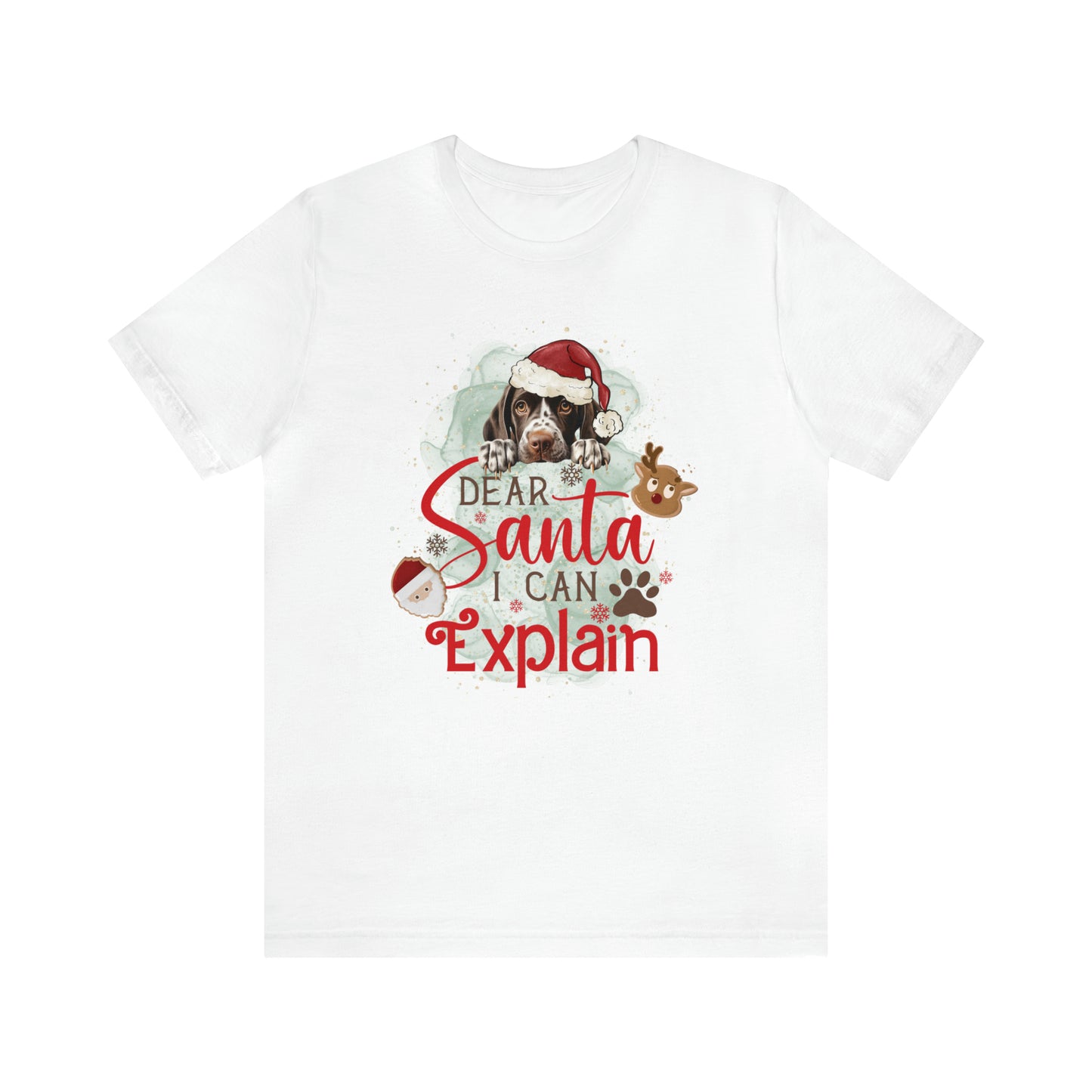 Unisex Jersey Short Sleeve Tee, Dog Paws, Dear Santa I Can Explain, Dear Santa Tee, Christmas Tee, Super Soft 9 Sizes