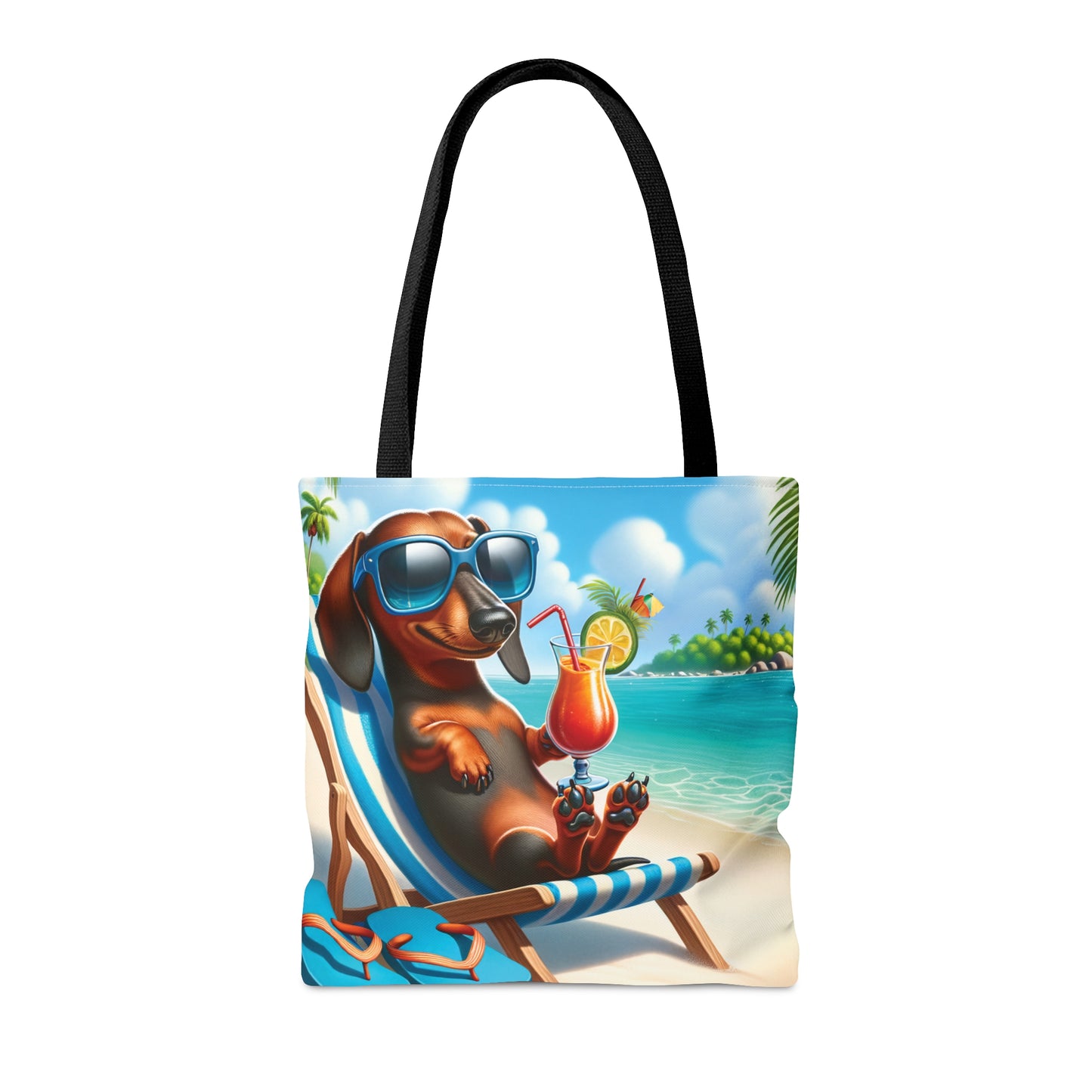 Tote Bag, Dog on Beach, Dachshund, Tote bag, awd-1208