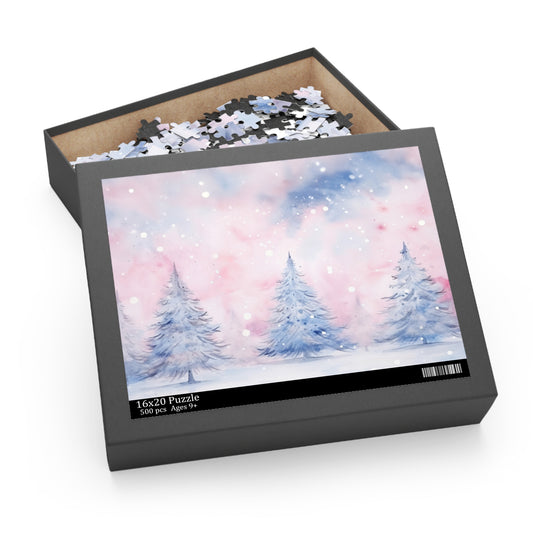 Personalised/Non-Personalised Puzzle, Christmas Trees (120, 252, 500-Piece)