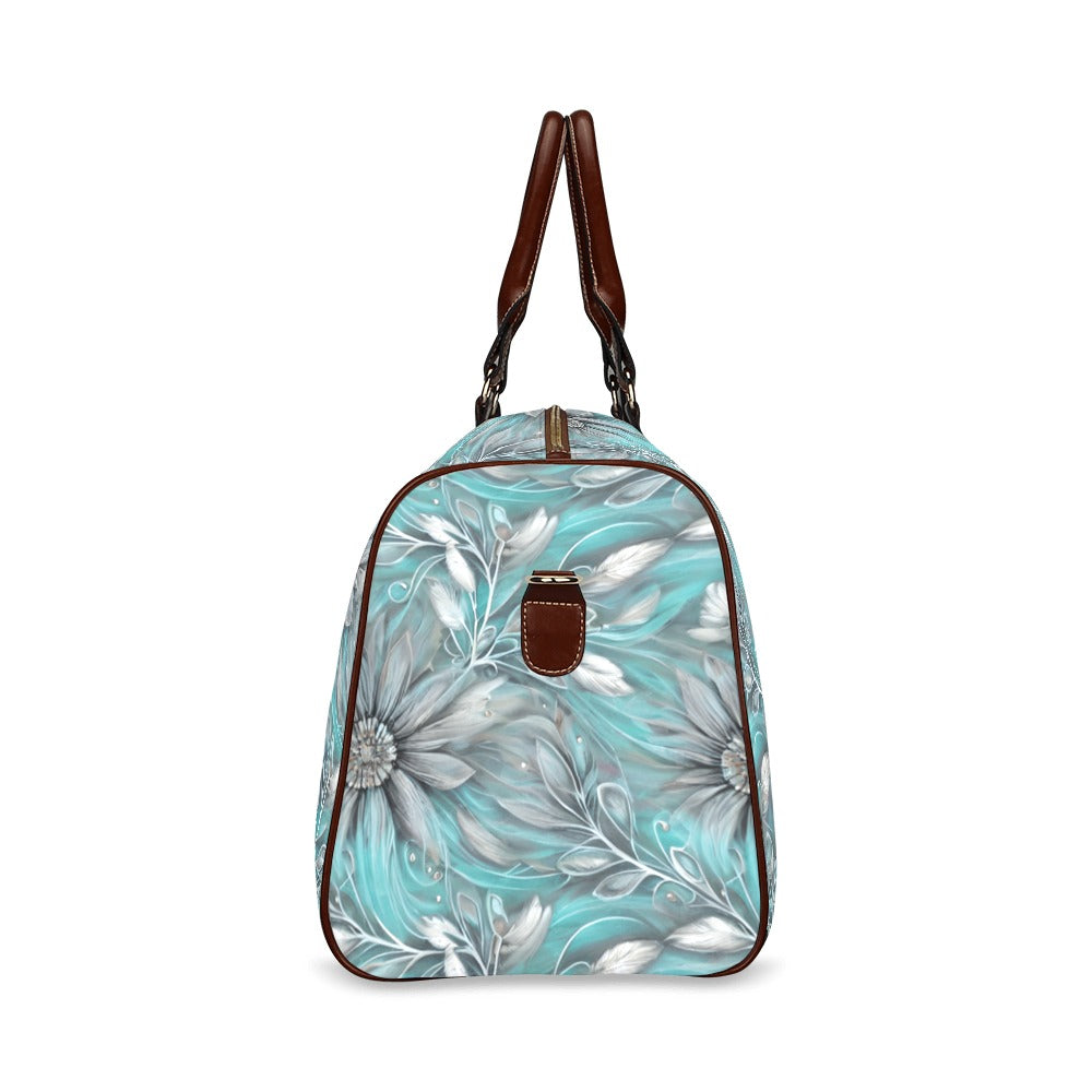 Green Elegant Large Print Floral Waterproof Travel Bag/Small (Model 1639)