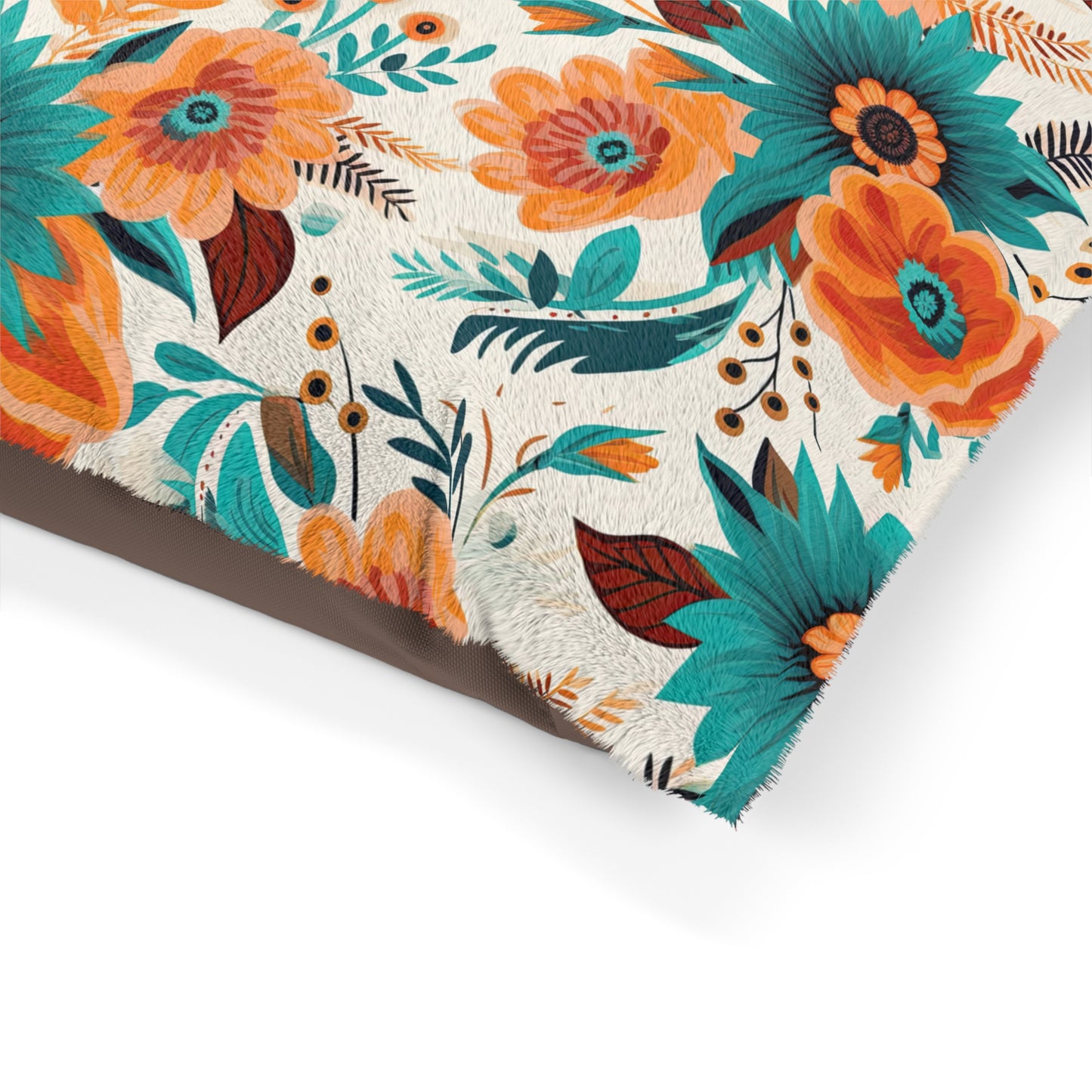 Luxury Pet Bed, feather soft fleece Large Retro Floral