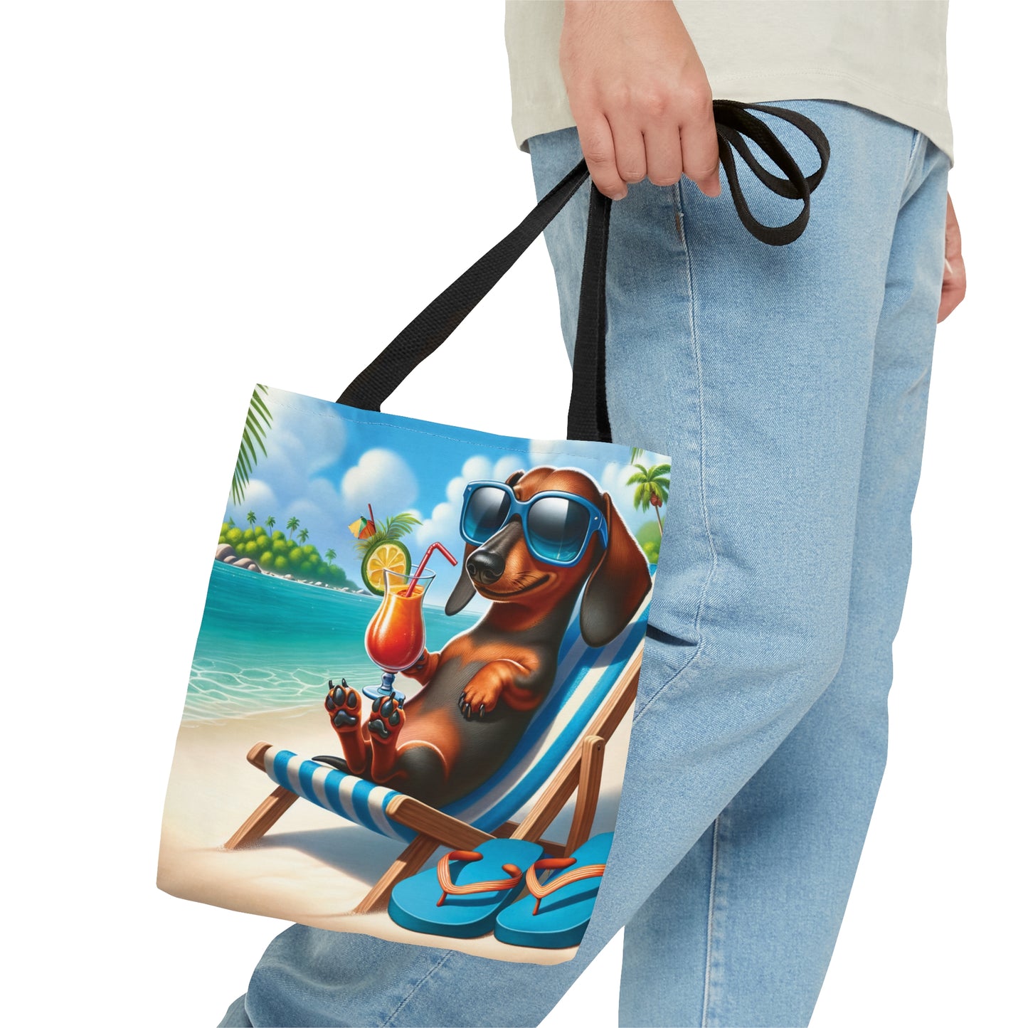 Tote Bag, Dog on Beach, Dachshund, Tote bag, awd-1208