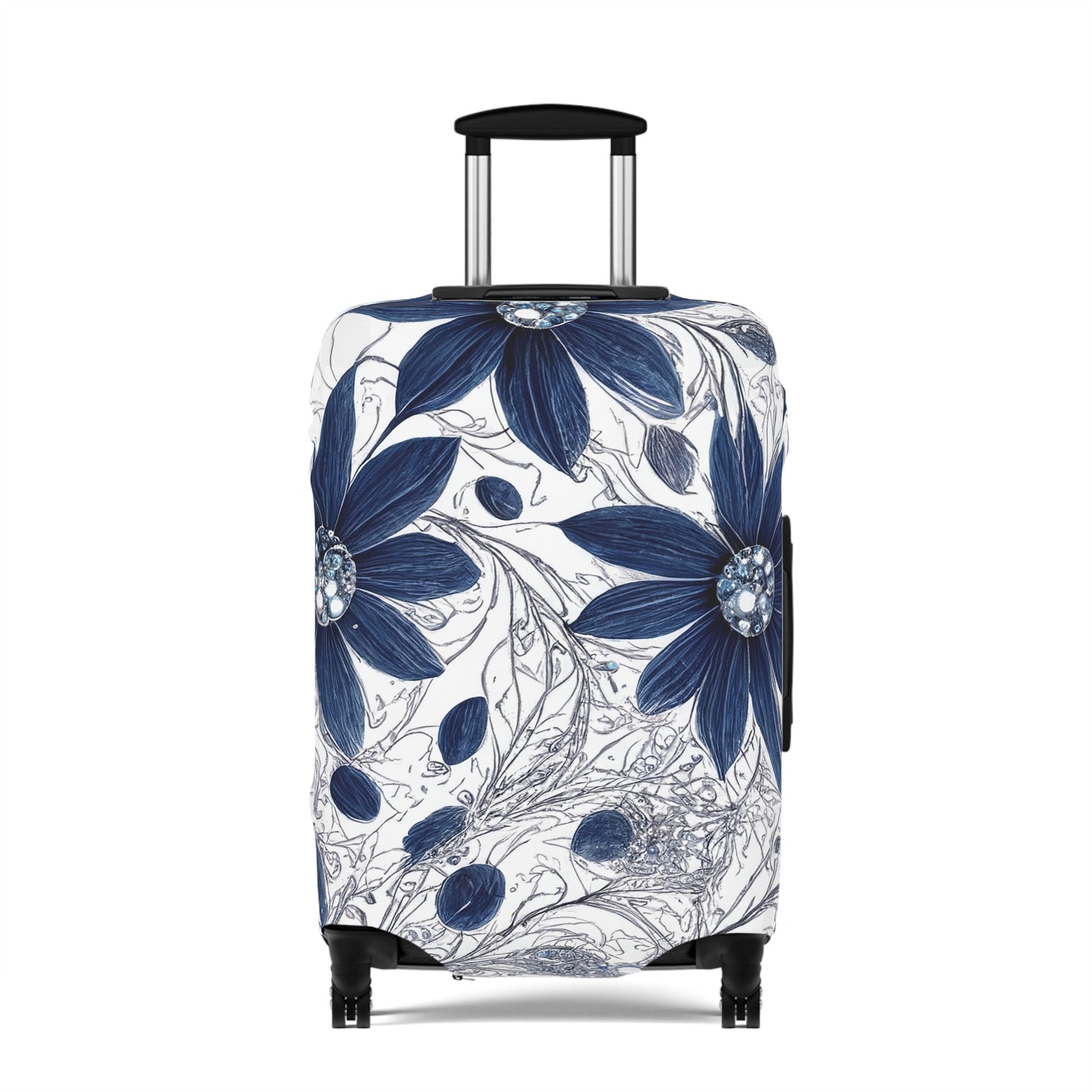 Luggage Cover, Blue Floral-3