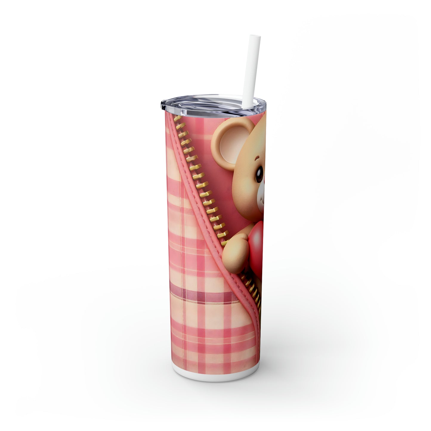 Skinny Tumbler with Straw, 20oz, Bear, Valentines Day, awd-1006