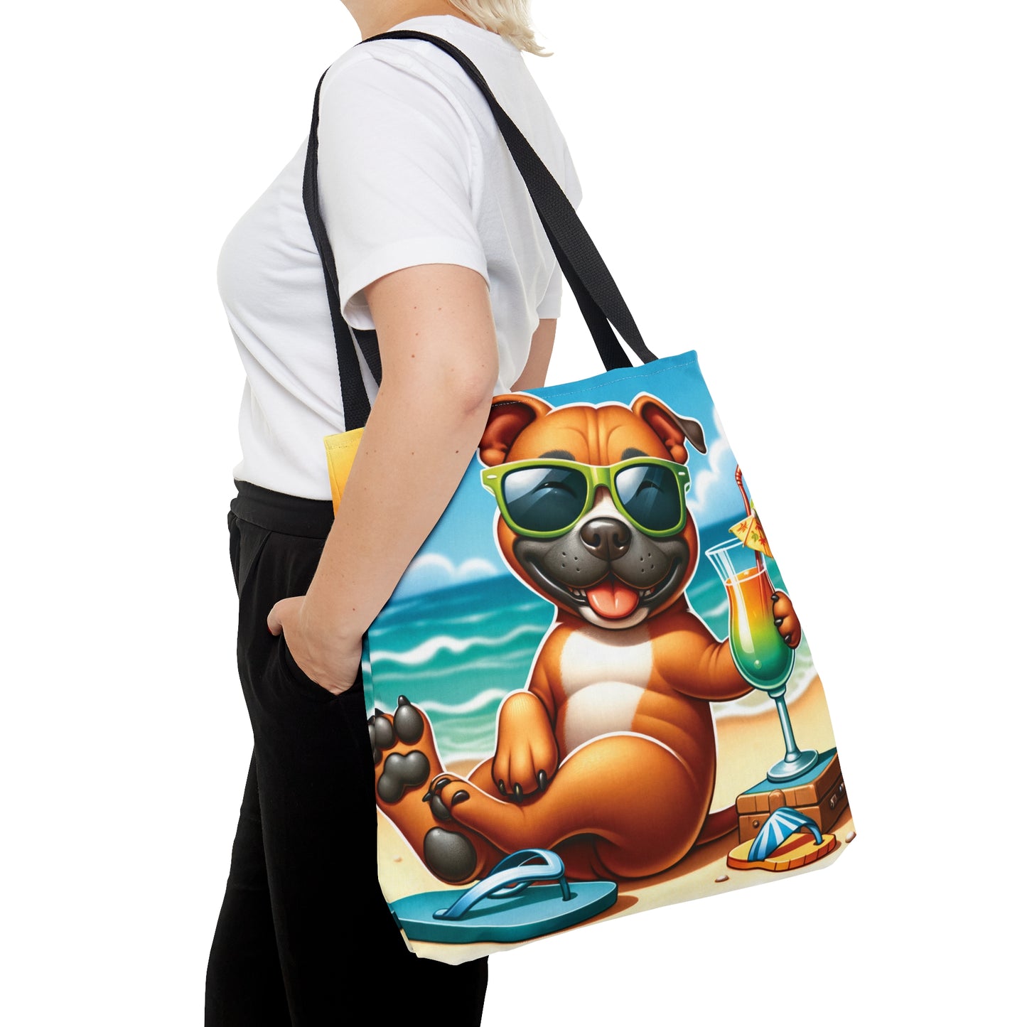 Tote Bag, Dog on Beach, Stafford, Tote bag, awd-1246