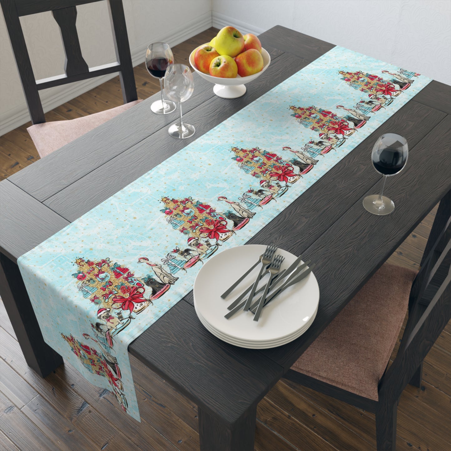 Doggie Christmas, Table Runner, Cotton Twill and Poly Available