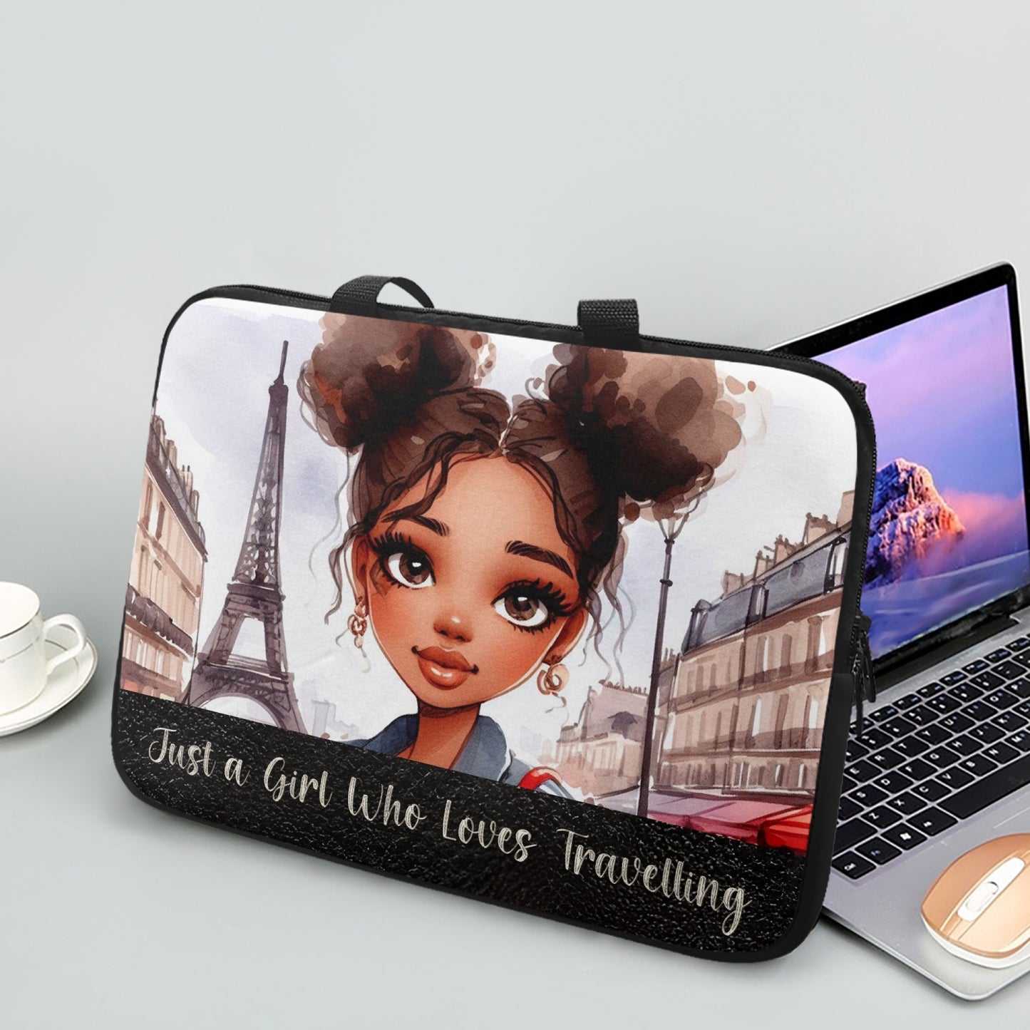 Laptop Sleeve with handles - Just a Girl Who Loves Travelling