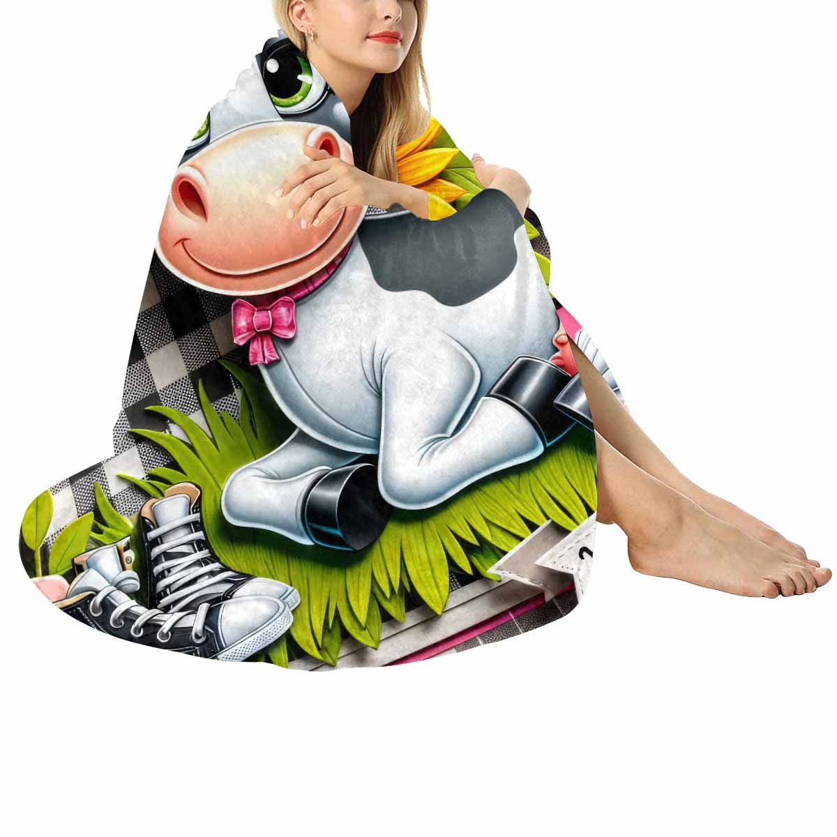 Just a Girl Who Loves Cows Awd351118  Circular Micro Fleece Blanket 60"