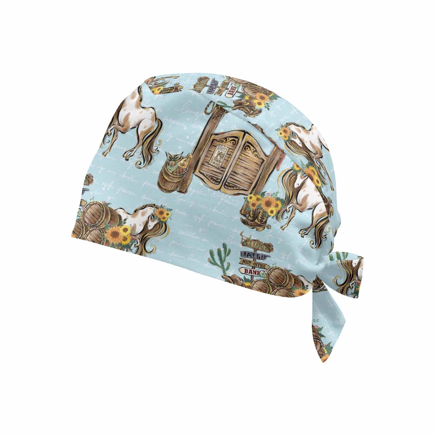 Nurse Scrub Cap Blue Western  Scrub Cap