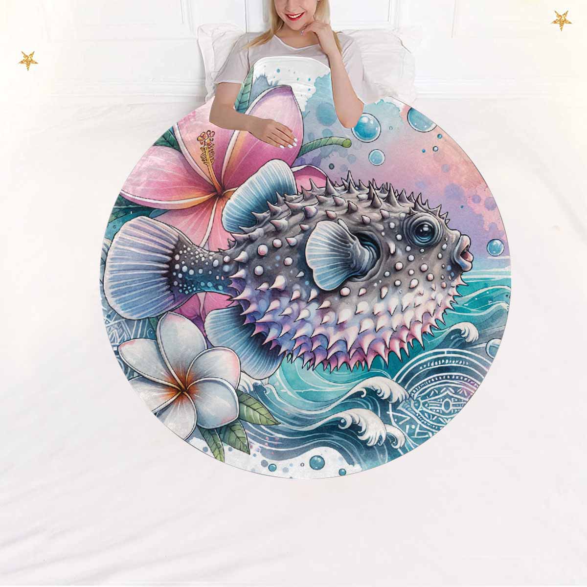 Sea_Animals_Stonefish_Awd35196  Circular Micro Fleece Blanket 60"