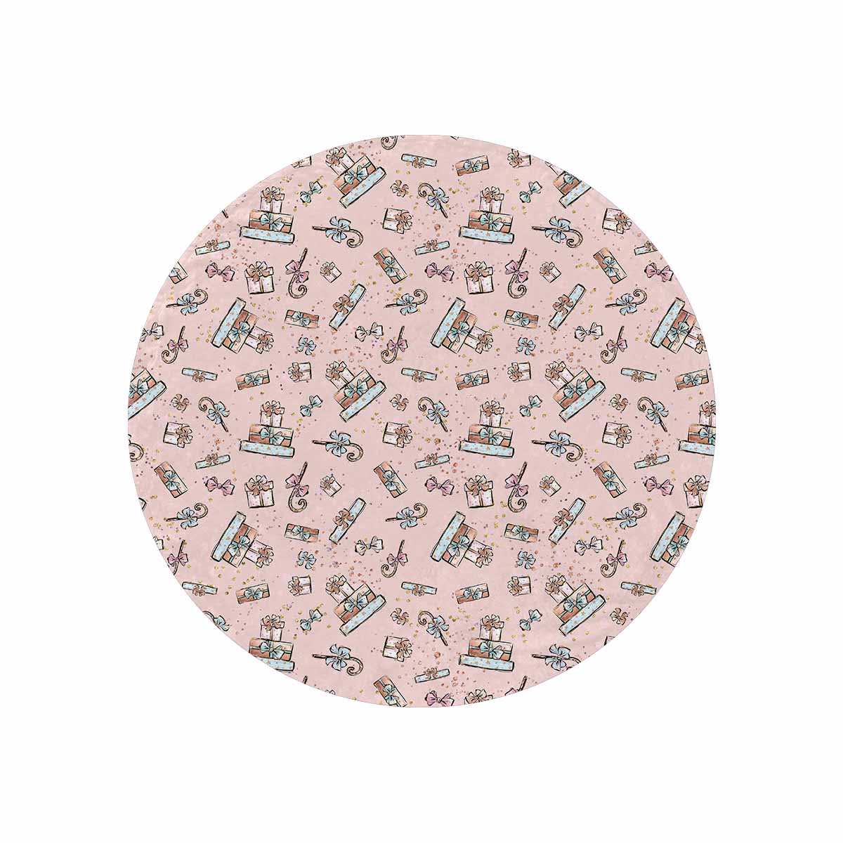 Pink Christmas  Circular Micro Fleece Blanket 47"