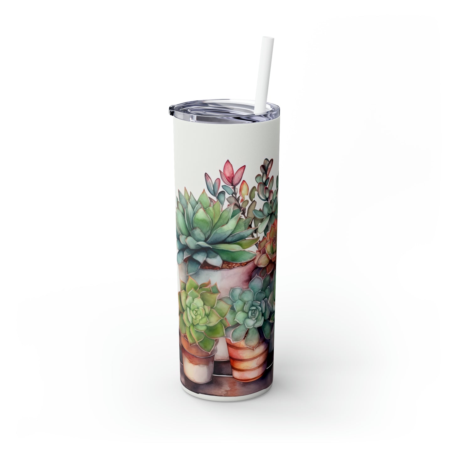 Skinny Tumbler with Straw, 20oz, Cactus