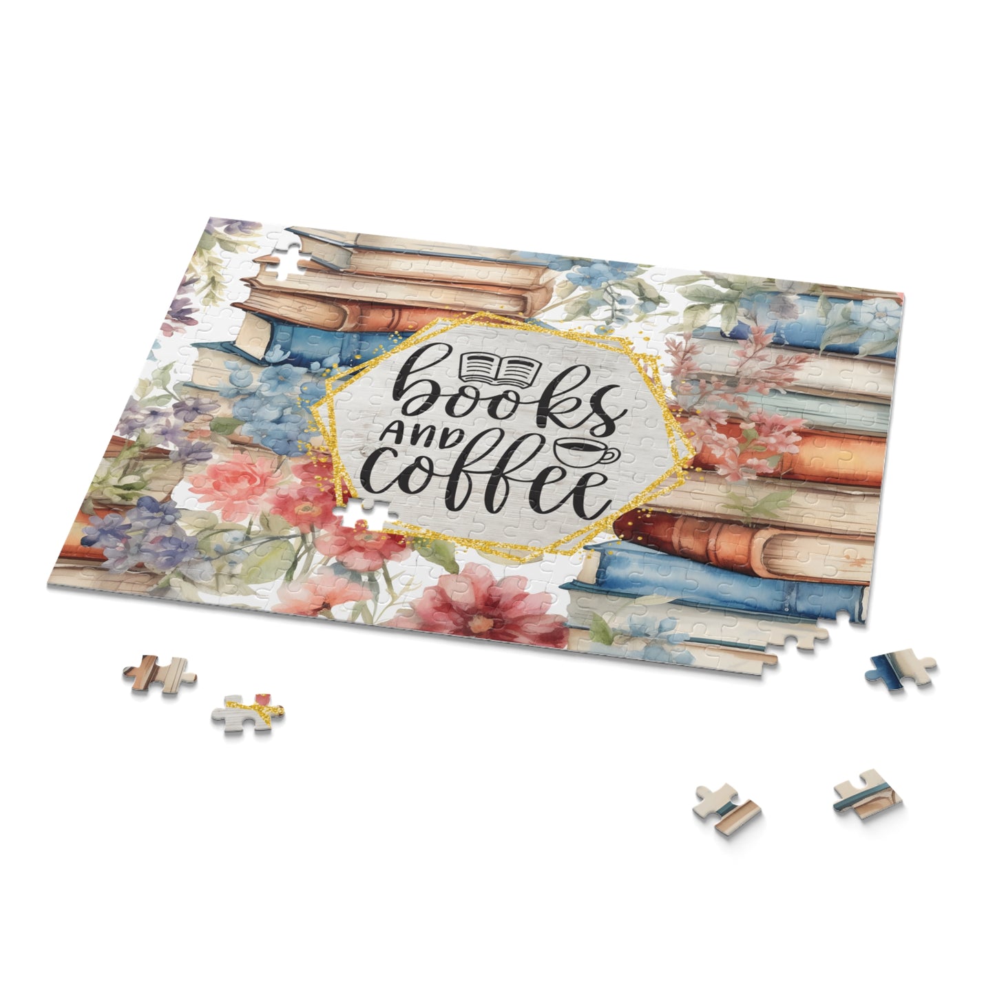 Personalised/Non-Personalised Puzzle, Books and Coffee (120, 252, 500-Piece)