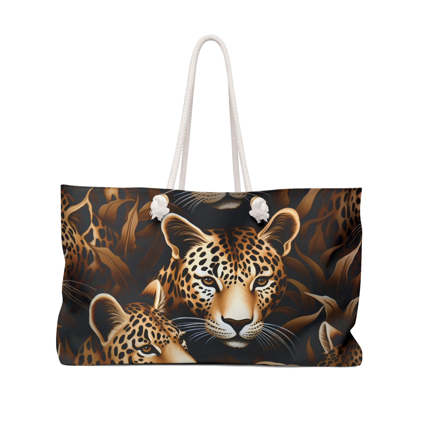 Personalised/Non-Personalised Weekender Bag, Wild Animals, Leopards, Large Weekender Bag, Beach Bag, Book Bag