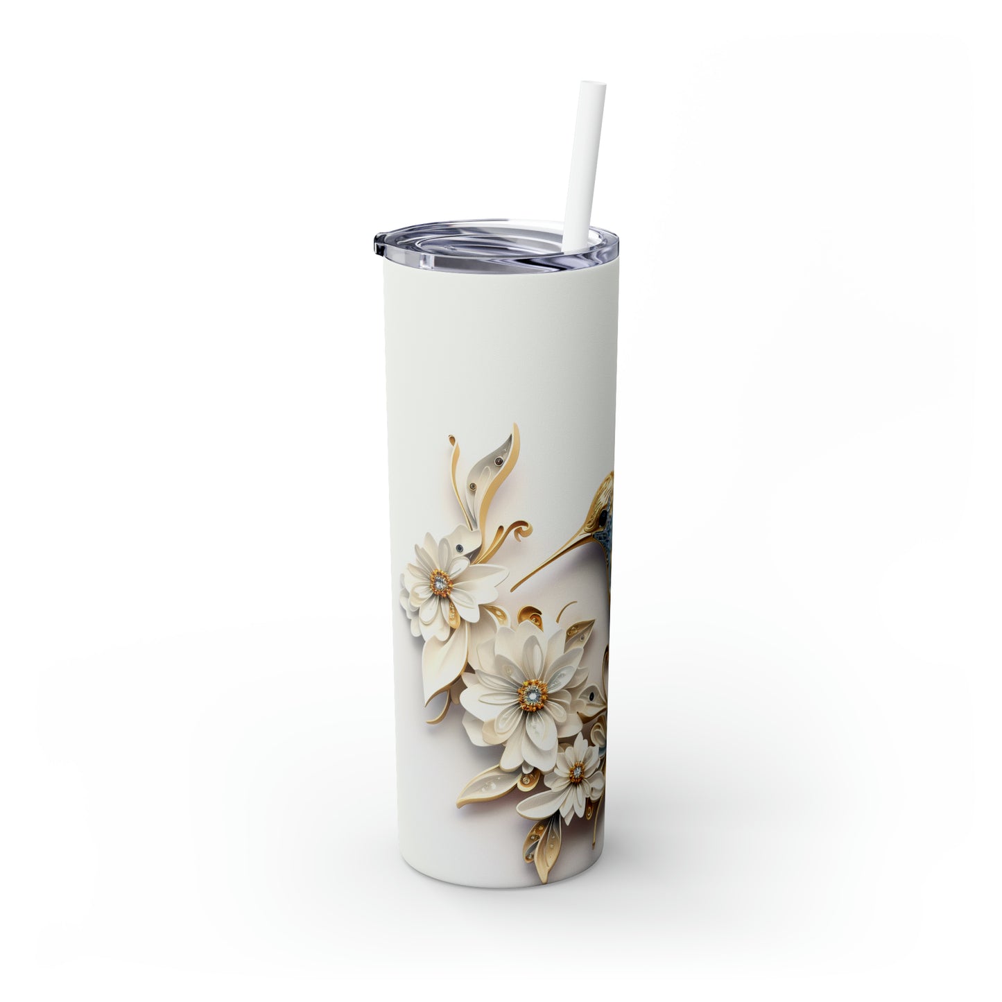 Skinny Tumbler with Straw, 20oz, Floral, awd-418