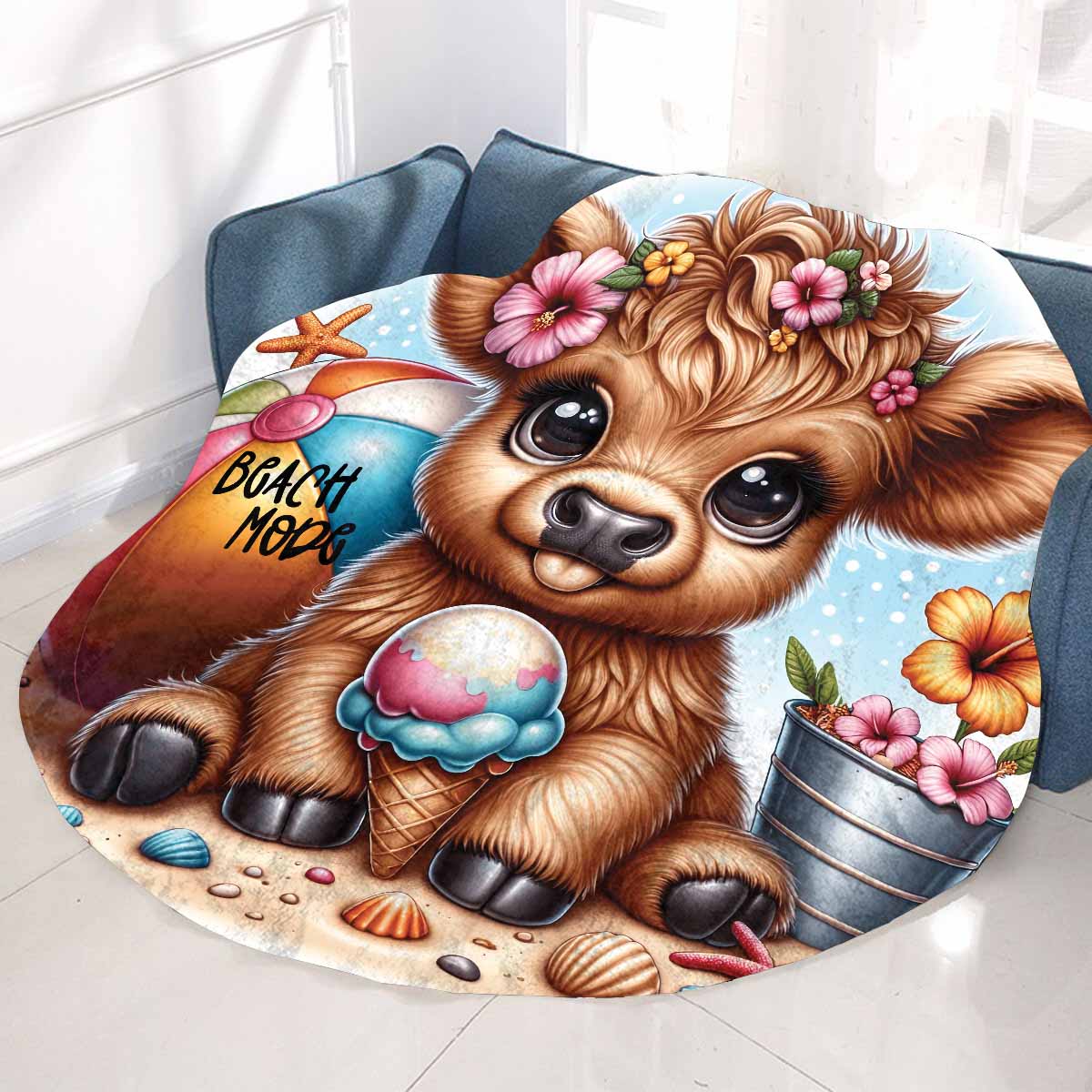 Highland Cow Awd35118  Circular Micro Fleece Blanket 60"