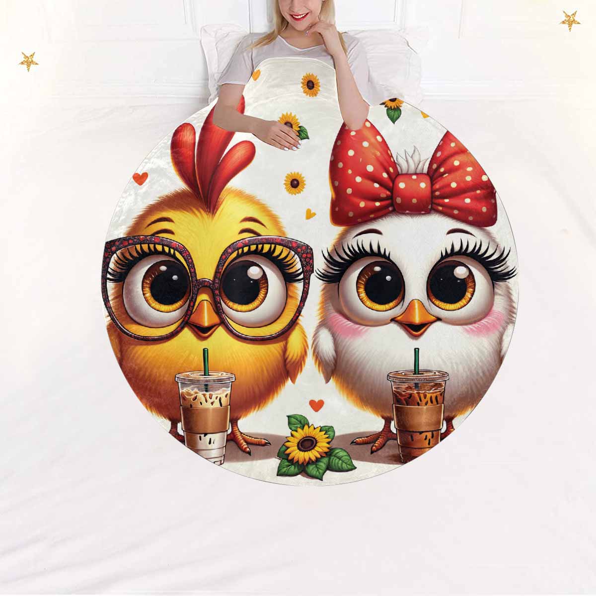 Chickens_Awd35171  Circular Micro Fleece Blanket 60"