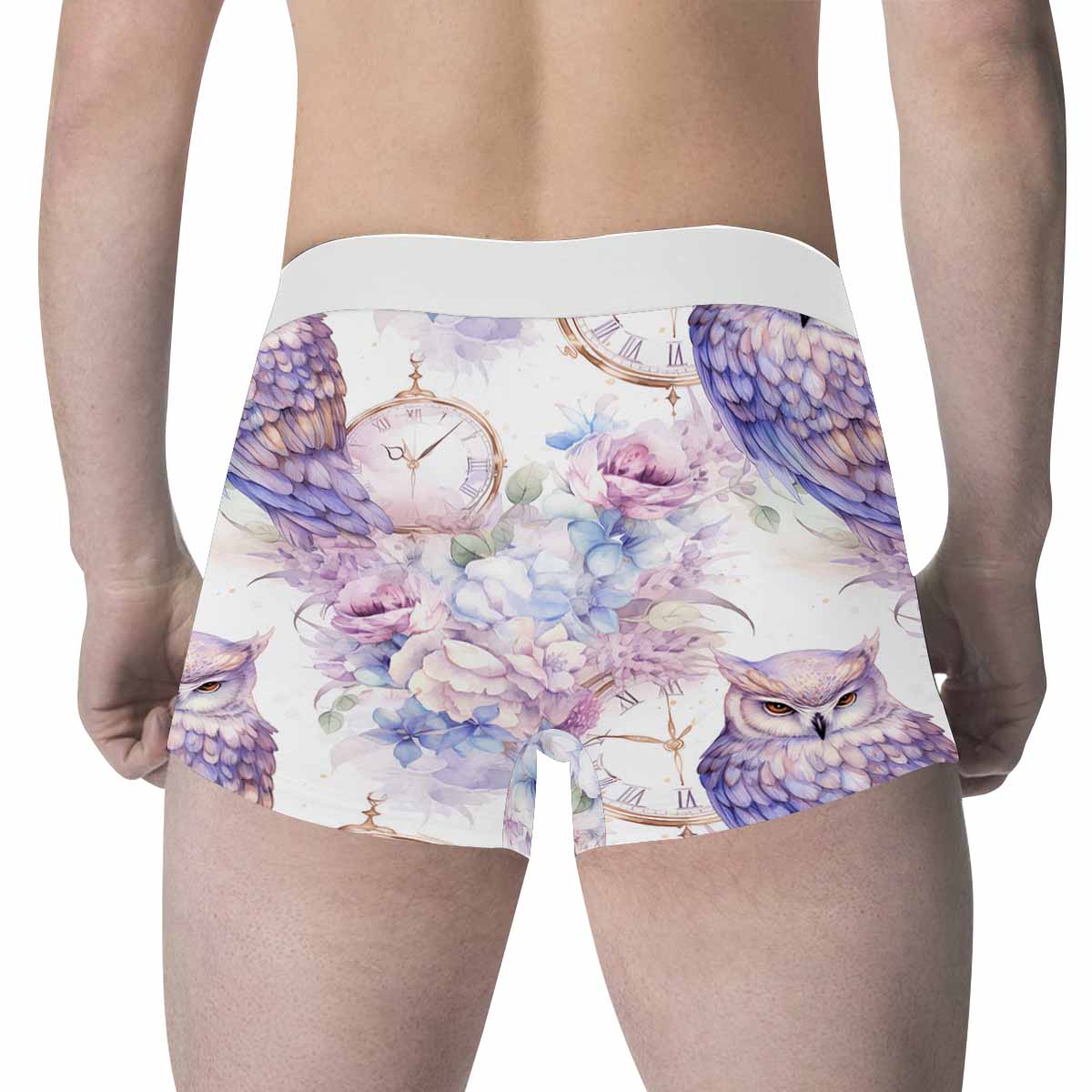 Pastel Owls Men's All Over Print Boxer Briefs (Made In AUS)