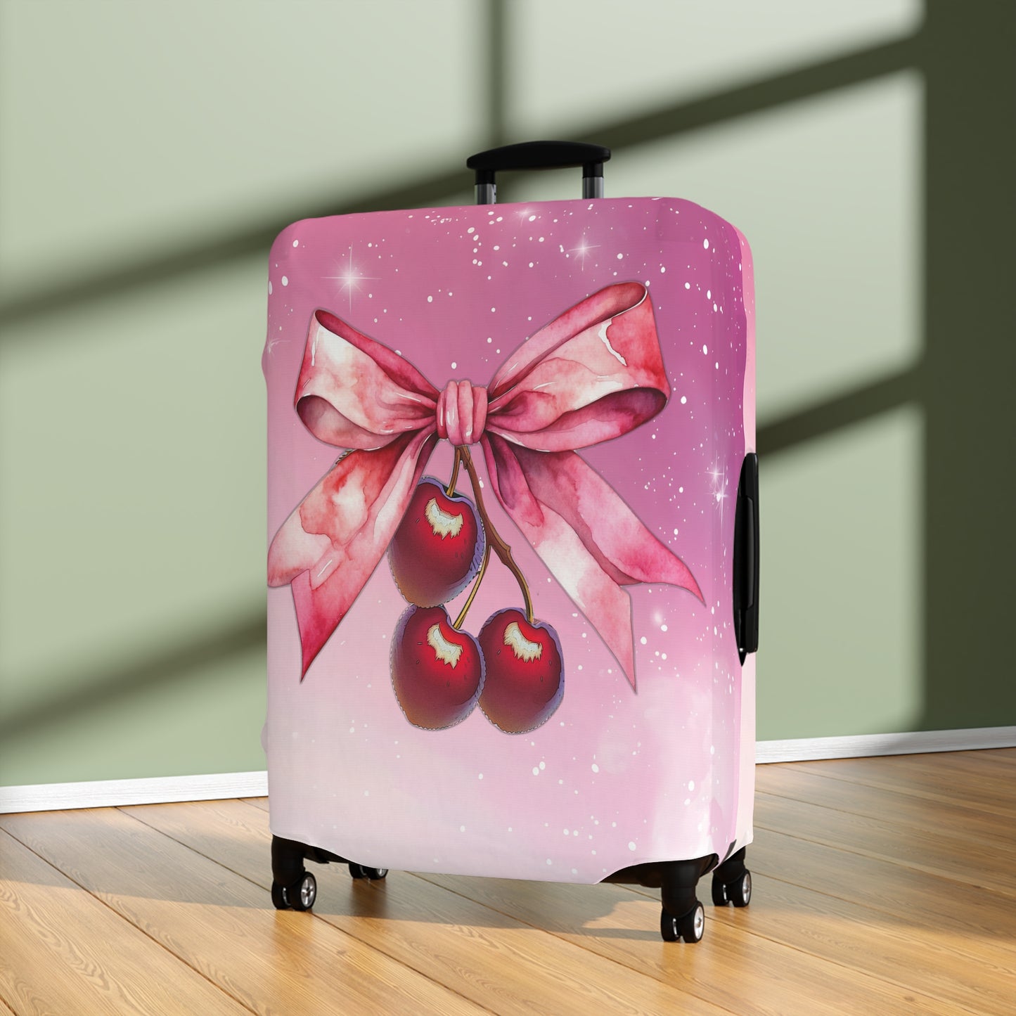 Luggage Cover, Rockabilly, Coquette, Cherries and Ribbon, awd-2514