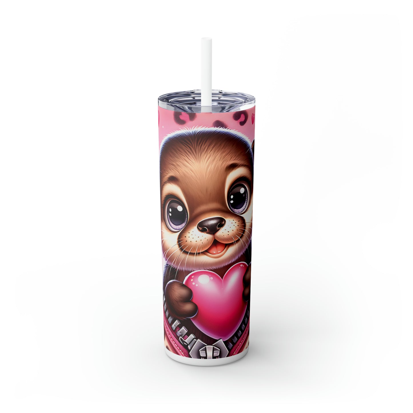 Skinny Tumbler with Straw, 20oz, Otter, Valentines Day