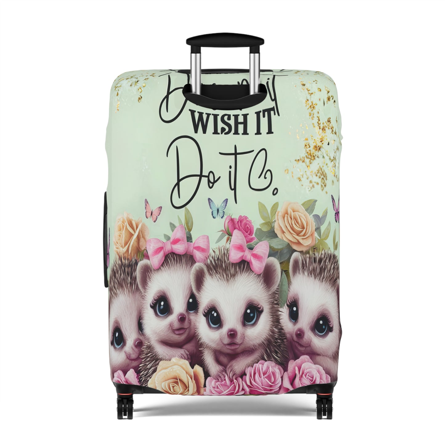 Luggage Cover, Cute Hedgehogs, Dream it, Wish it, Do it, awd-1650