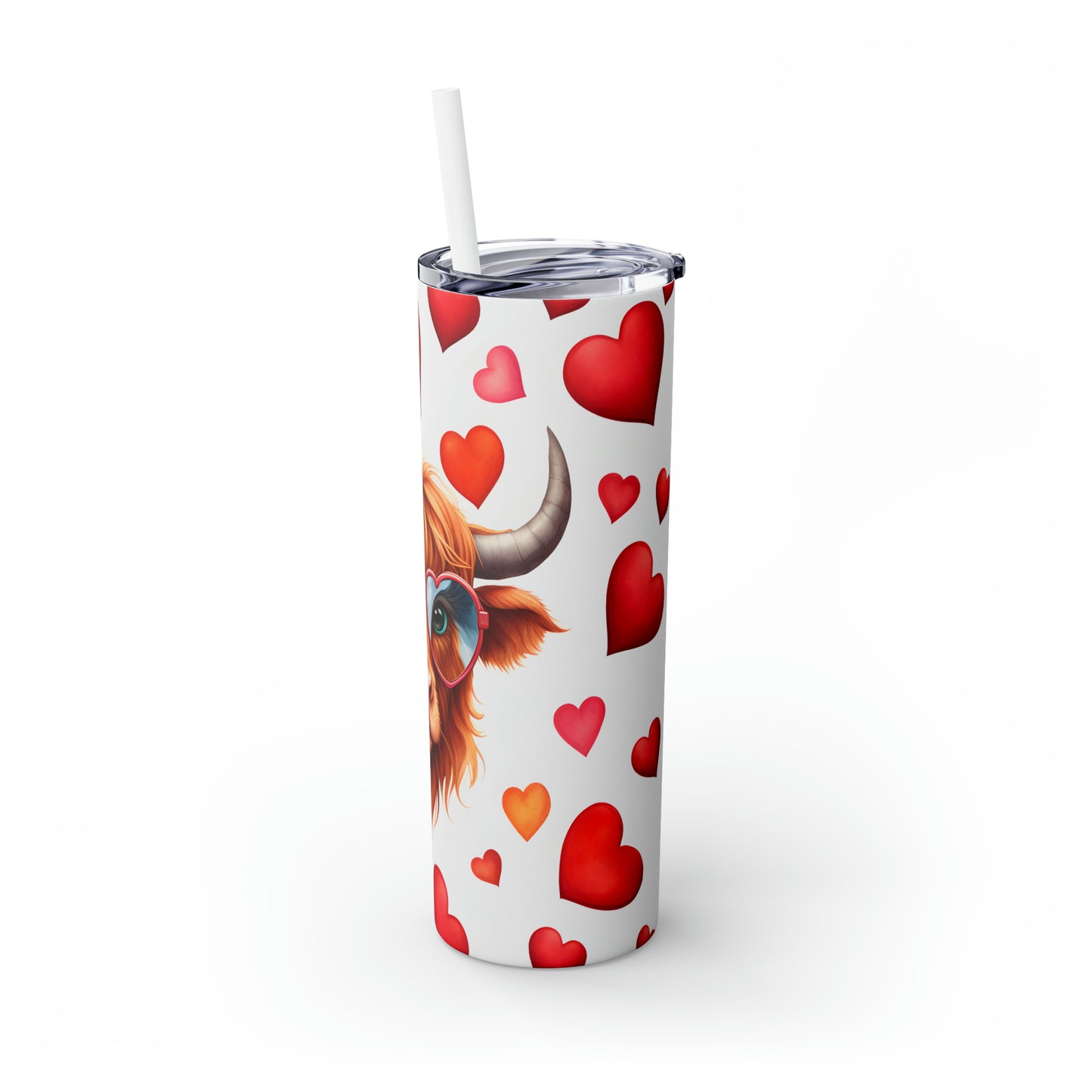 Skinny Tumbler with Straw, 20oz Highlander Cow