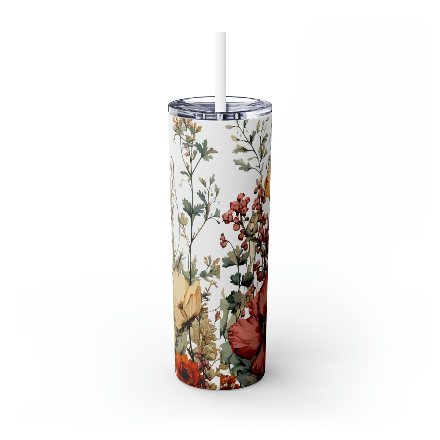 Skinny Tumbler with Straw, 20oz, Floral, awd-313