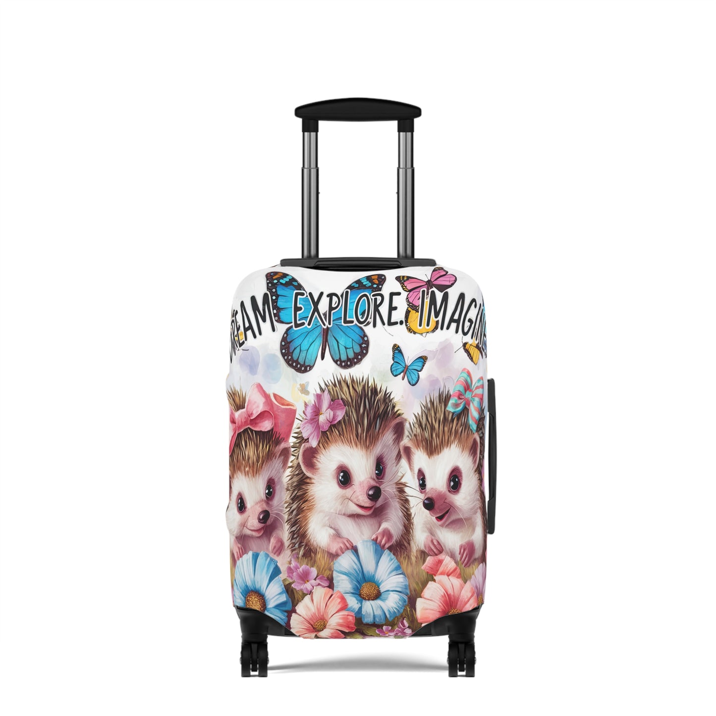 Luggage Cover, Cute Hedgehogs, Dream, Explore, Imagine, awd-1649